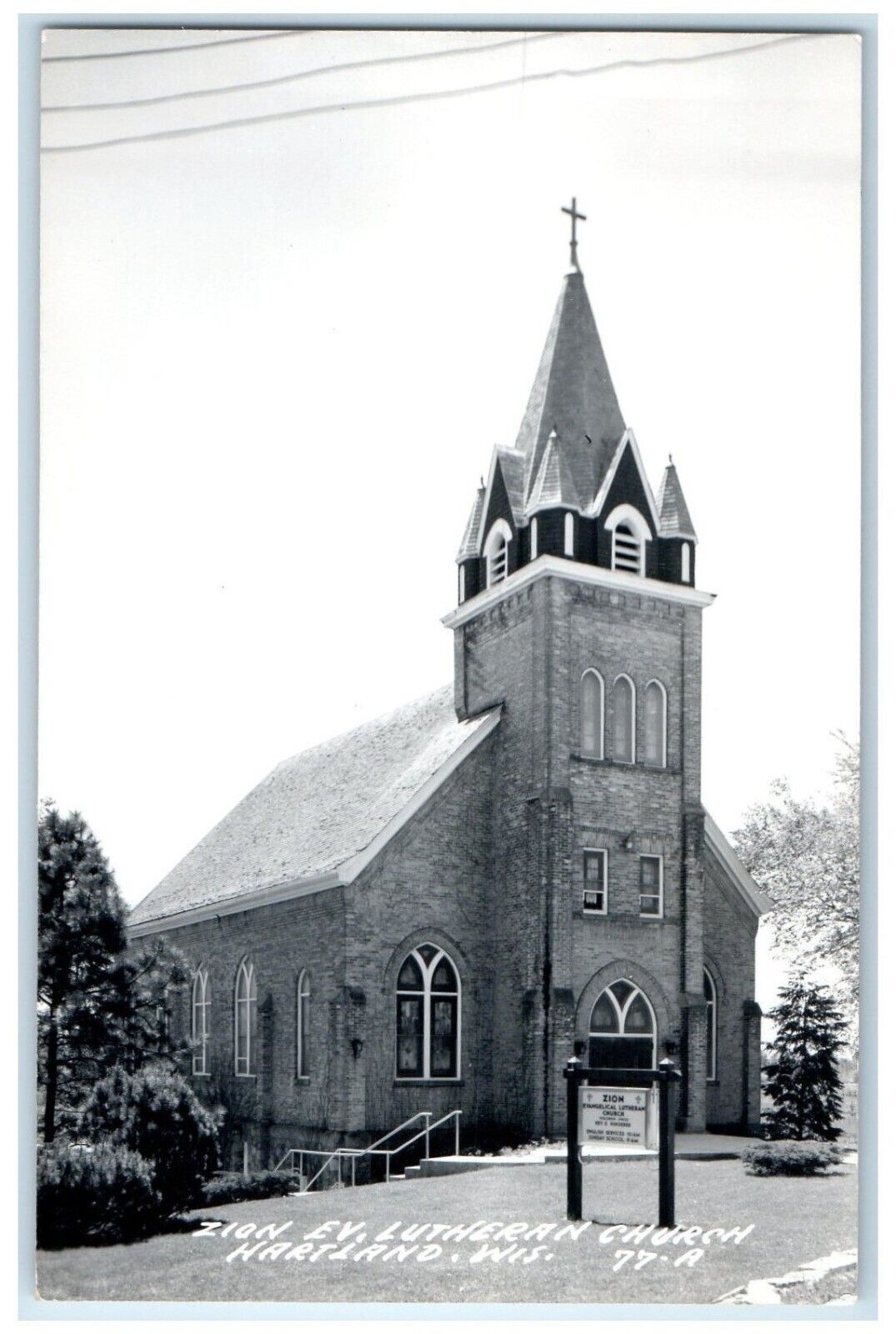 c1950\'s Zion Ev. Lutheran Church Hartland Wisconsin RPPC Photo Vintage Postcard