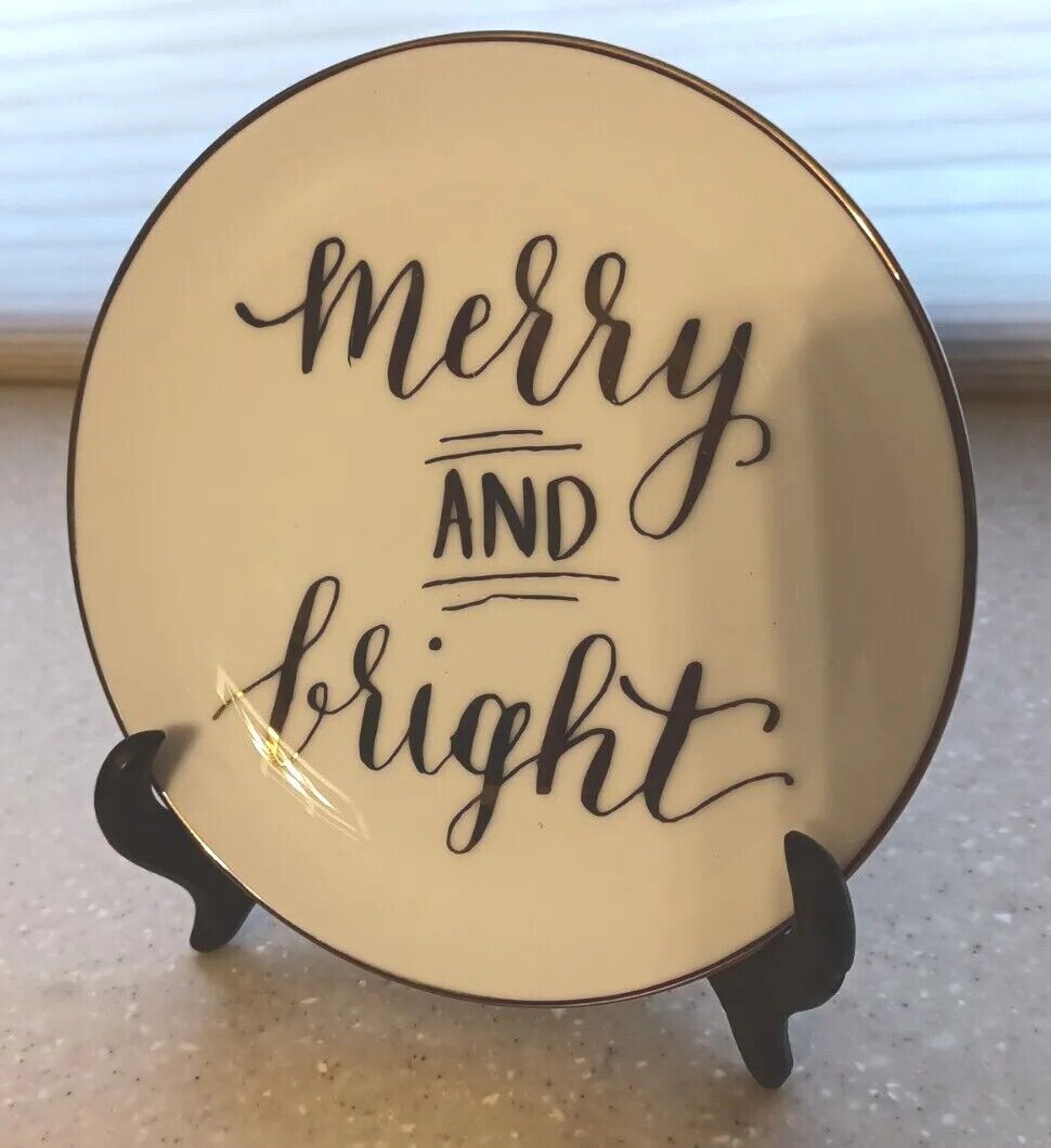 Threshold Porcelain Gold Lettering Christmas Merry And Bright 6\