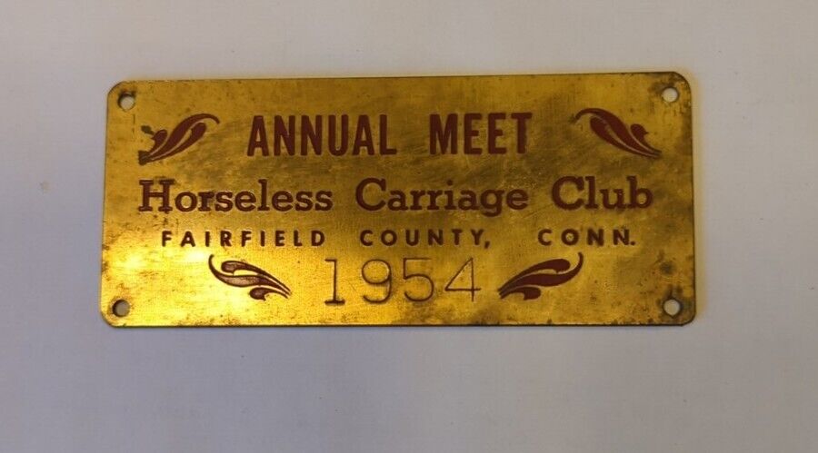 Vintage Annual Meet Horseless Carriage Club Fairfield County Connecticut Plaque 