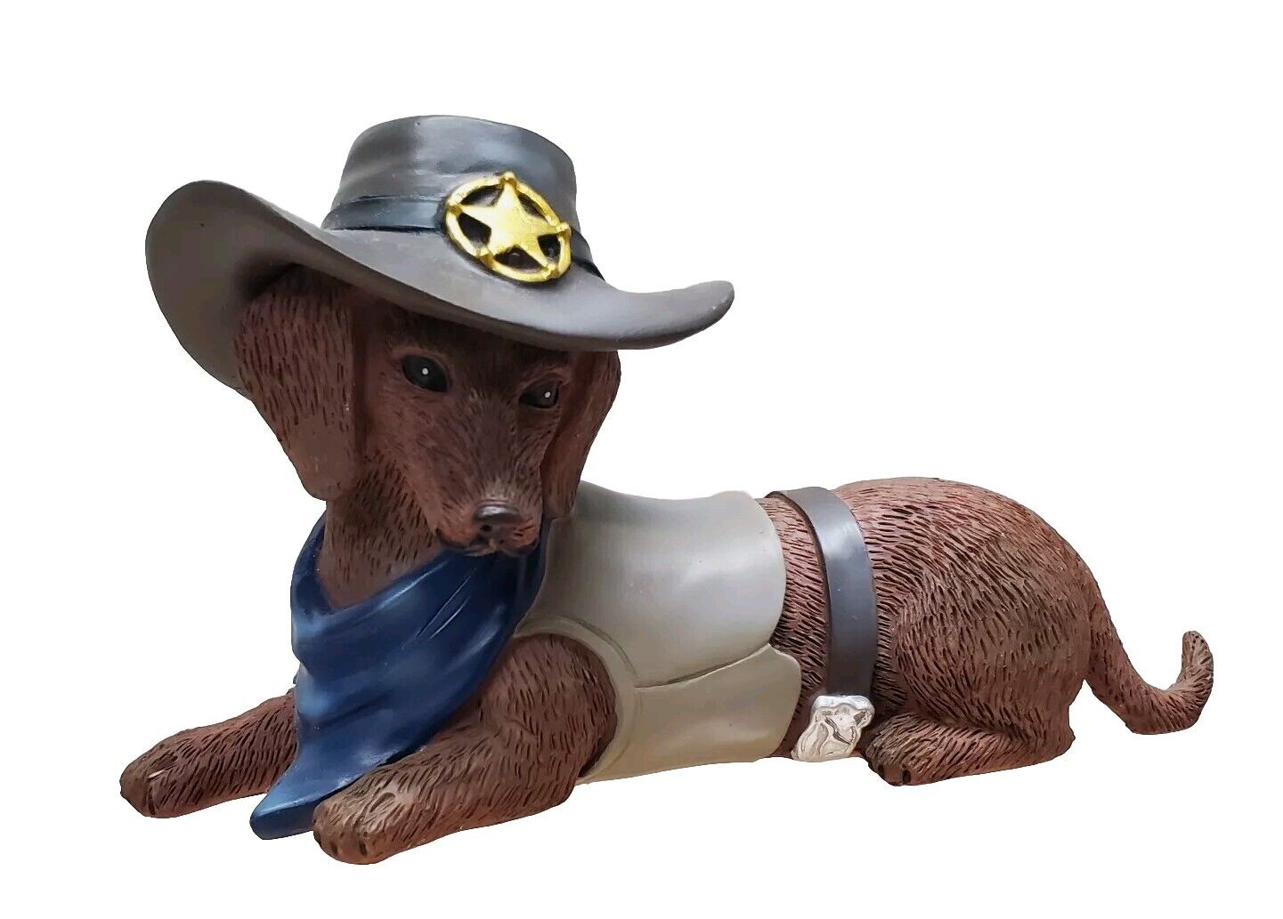 Hamilton Collection Spurs 'N Fur Dodgy Doggie Cowboy Sheriff Dachshund  Resin 