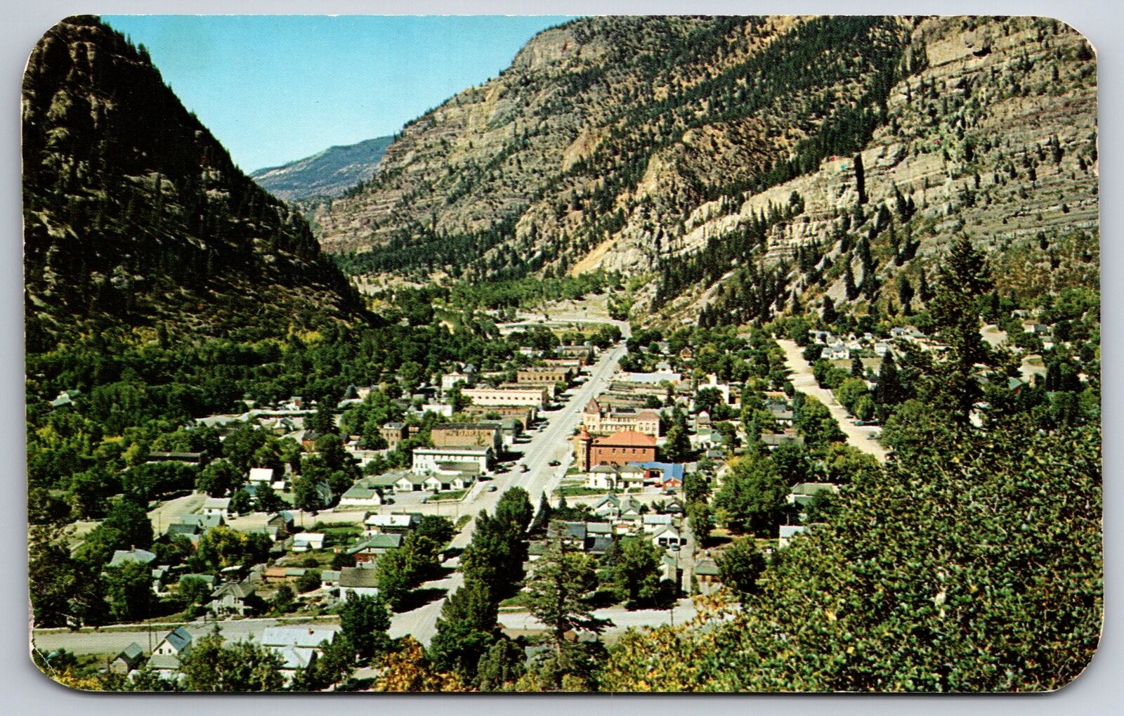 Ouray Colorado~Main Street Aerial View~1950s Postcard