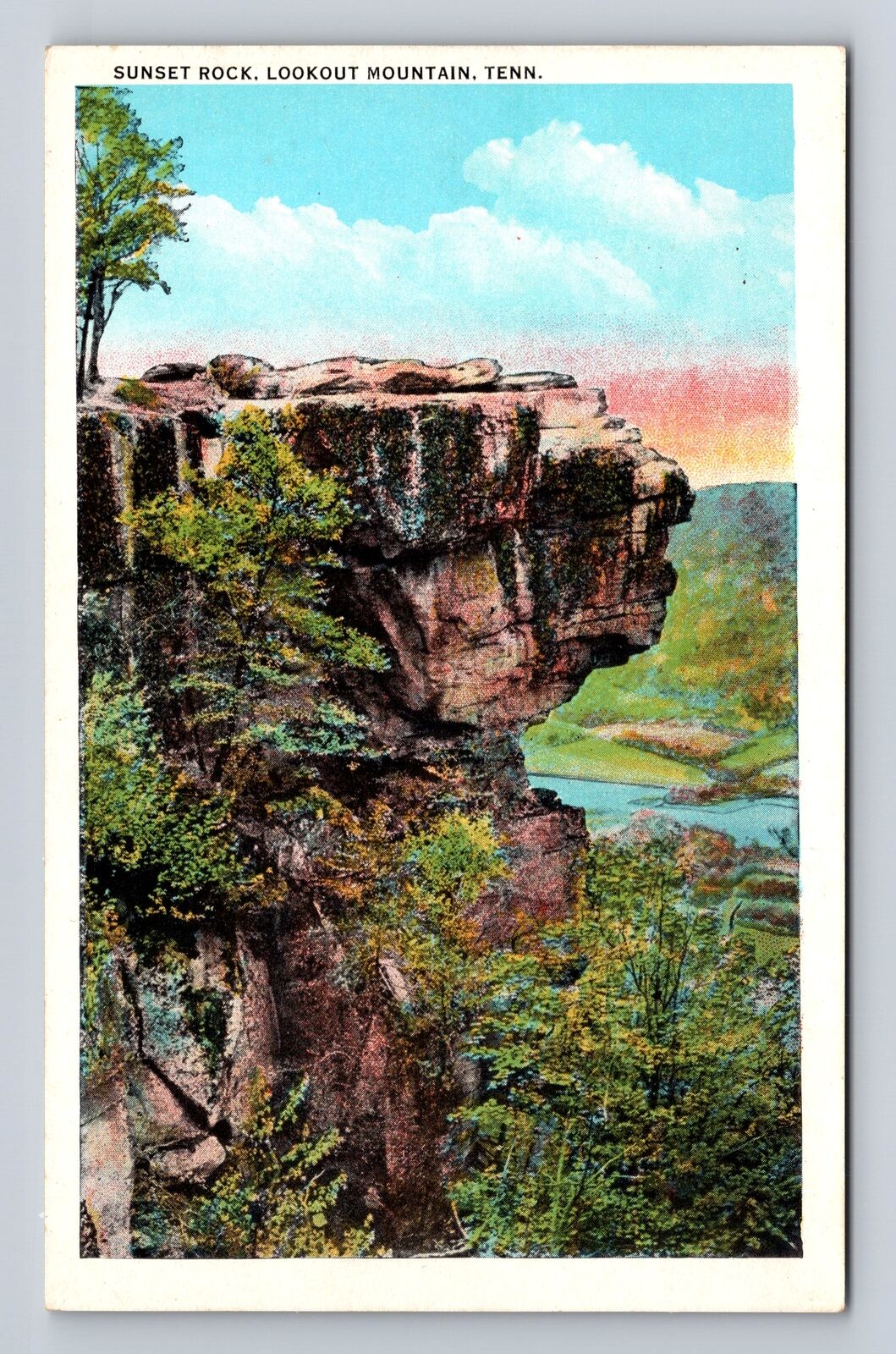 Lookout Mountain TN-Tennessee, Sunset Rock, Antique, Vintage Souvenir Postcard