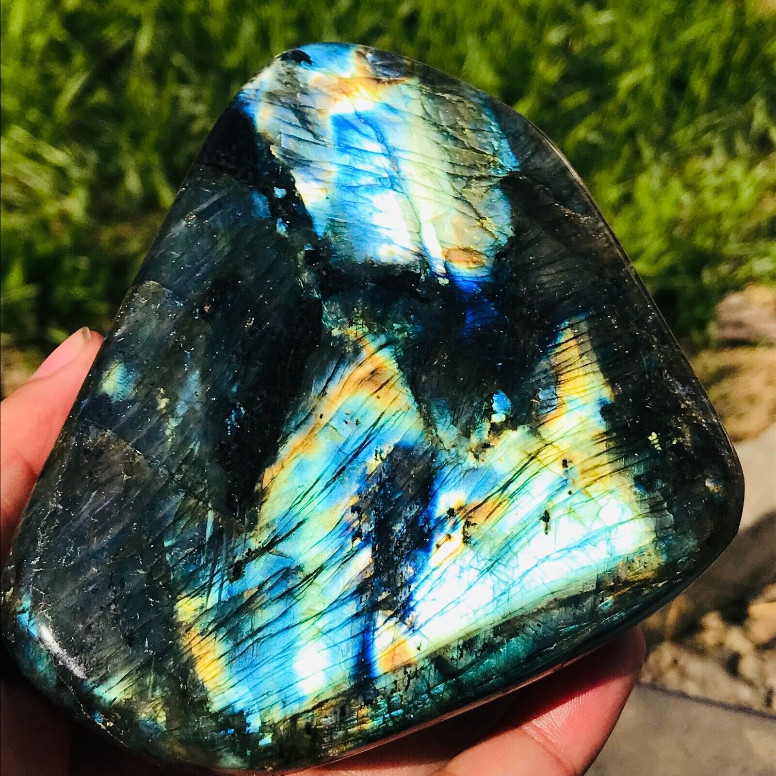 856g Natural Blue Gorgeous Labradorite Quartz Crystal Display Specimen Healing
