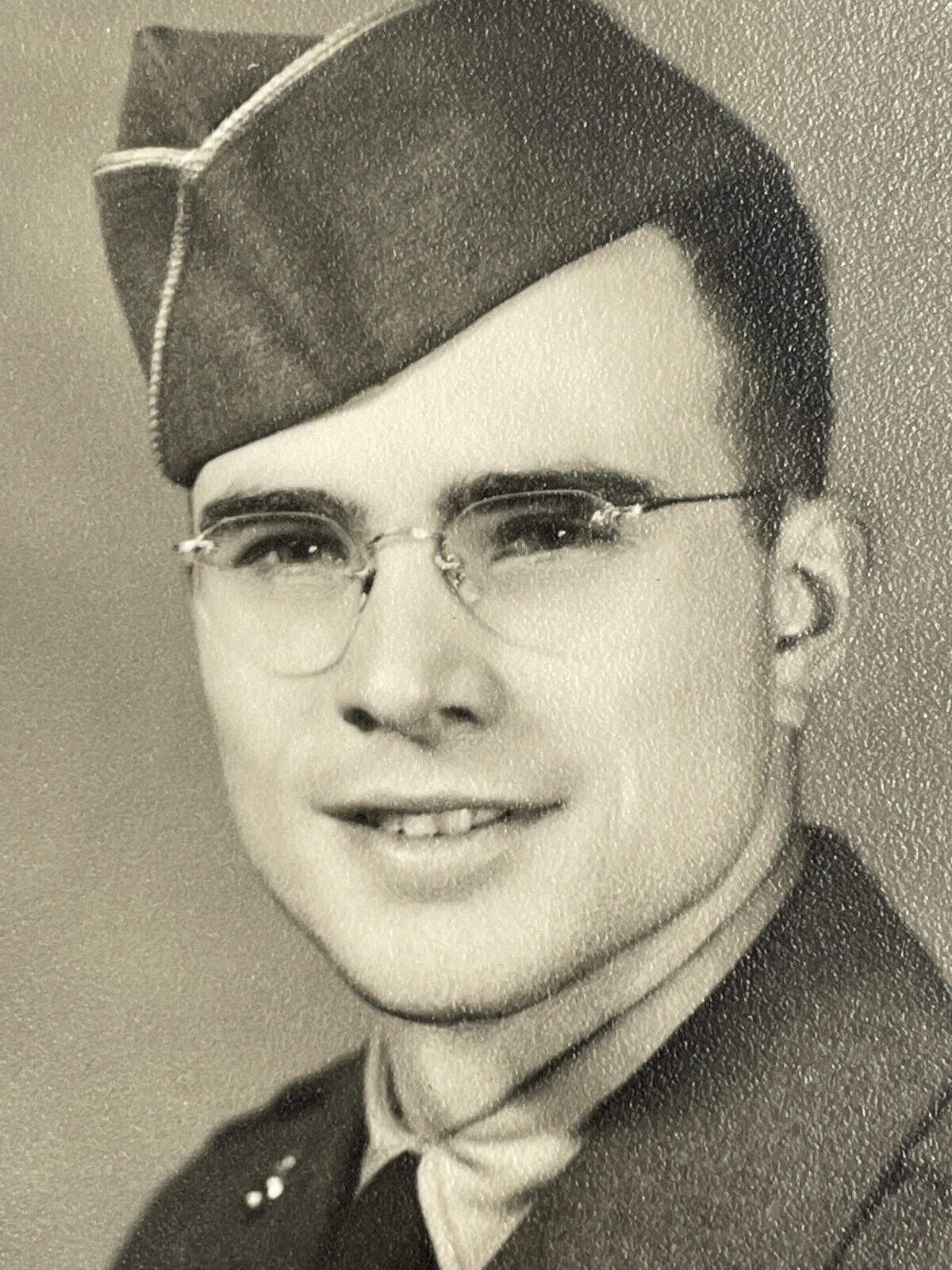 R9 Photograph Dark Handsome U.S. Military Man Uniform Glasses 1950\'s
