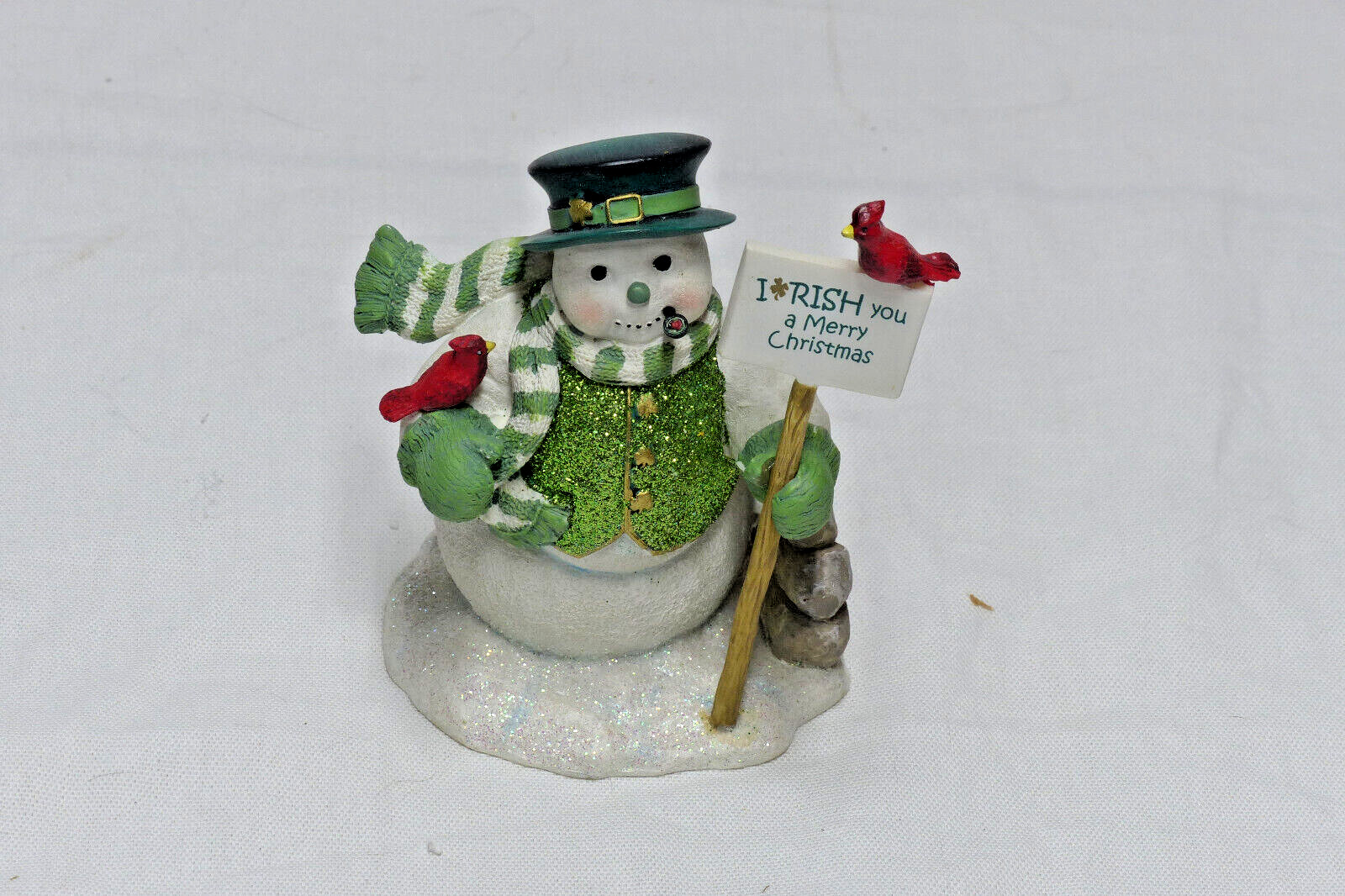Hamilton Collection Irish Wishes Snowman Figurine I-rish You a Merry Christmas