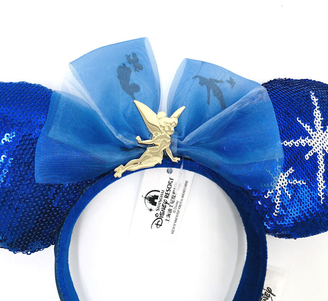 Disney Parks Shanghai Ears Tinker Bell Blue Christmas Peter Pan\'s Flight