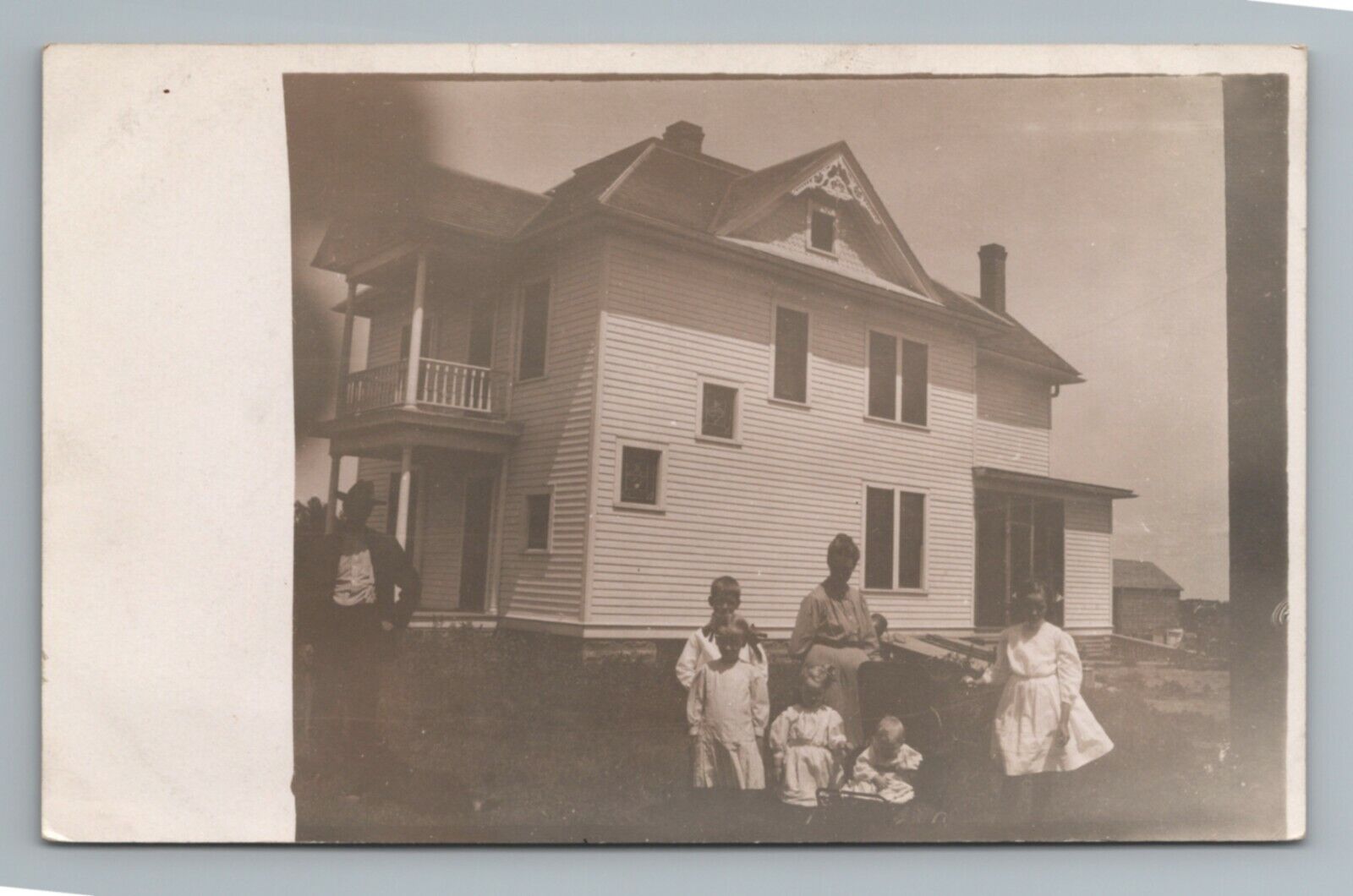 Women House Kids Family c1910s 1920s RPPC Real Photo Vintage Postcard
