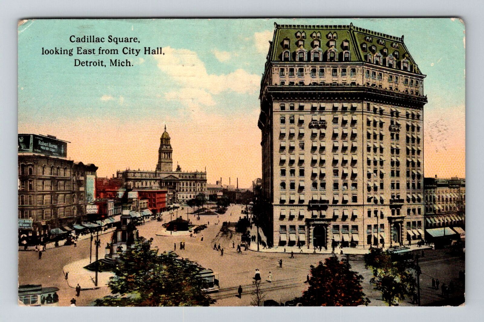 Detroit MI-Michigan, Cadillac Square Looking East, c1912 Vintage Postcard