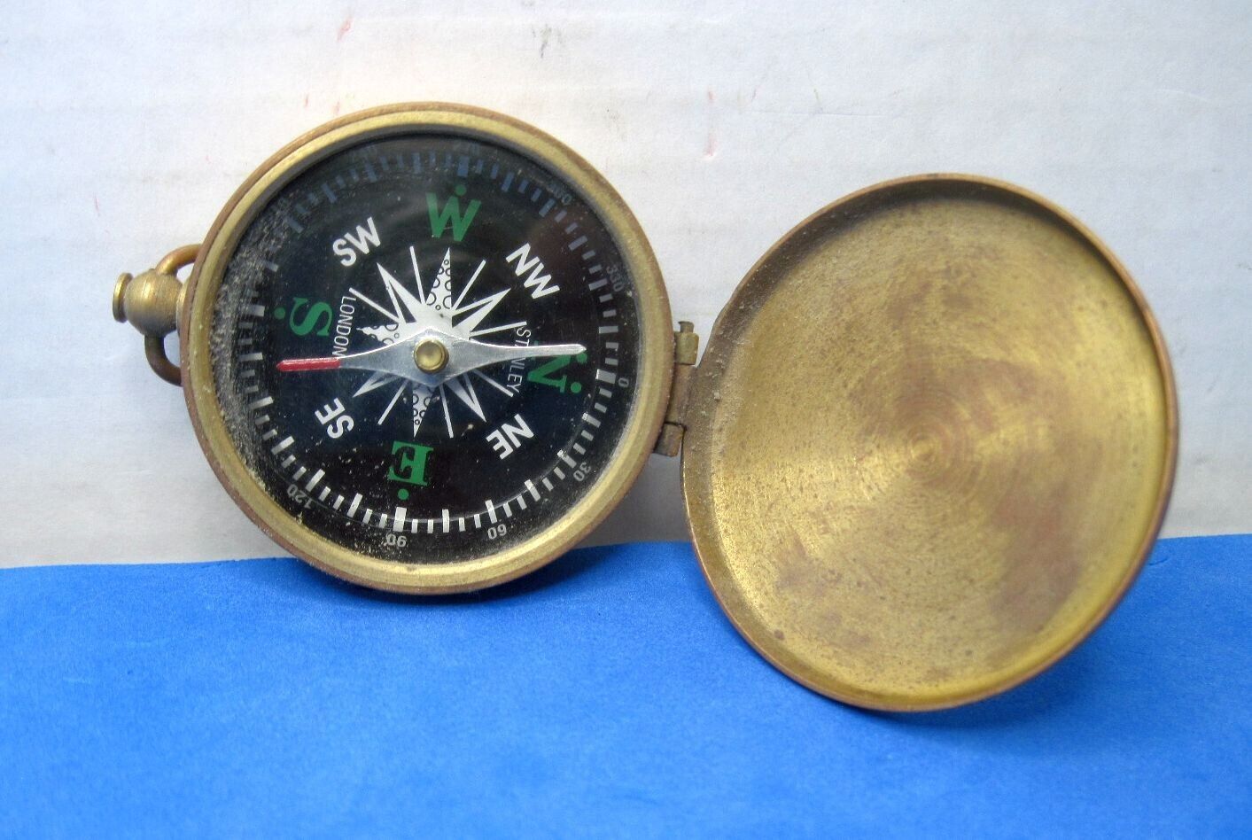 Vintage Stanley London  India Brass Compass