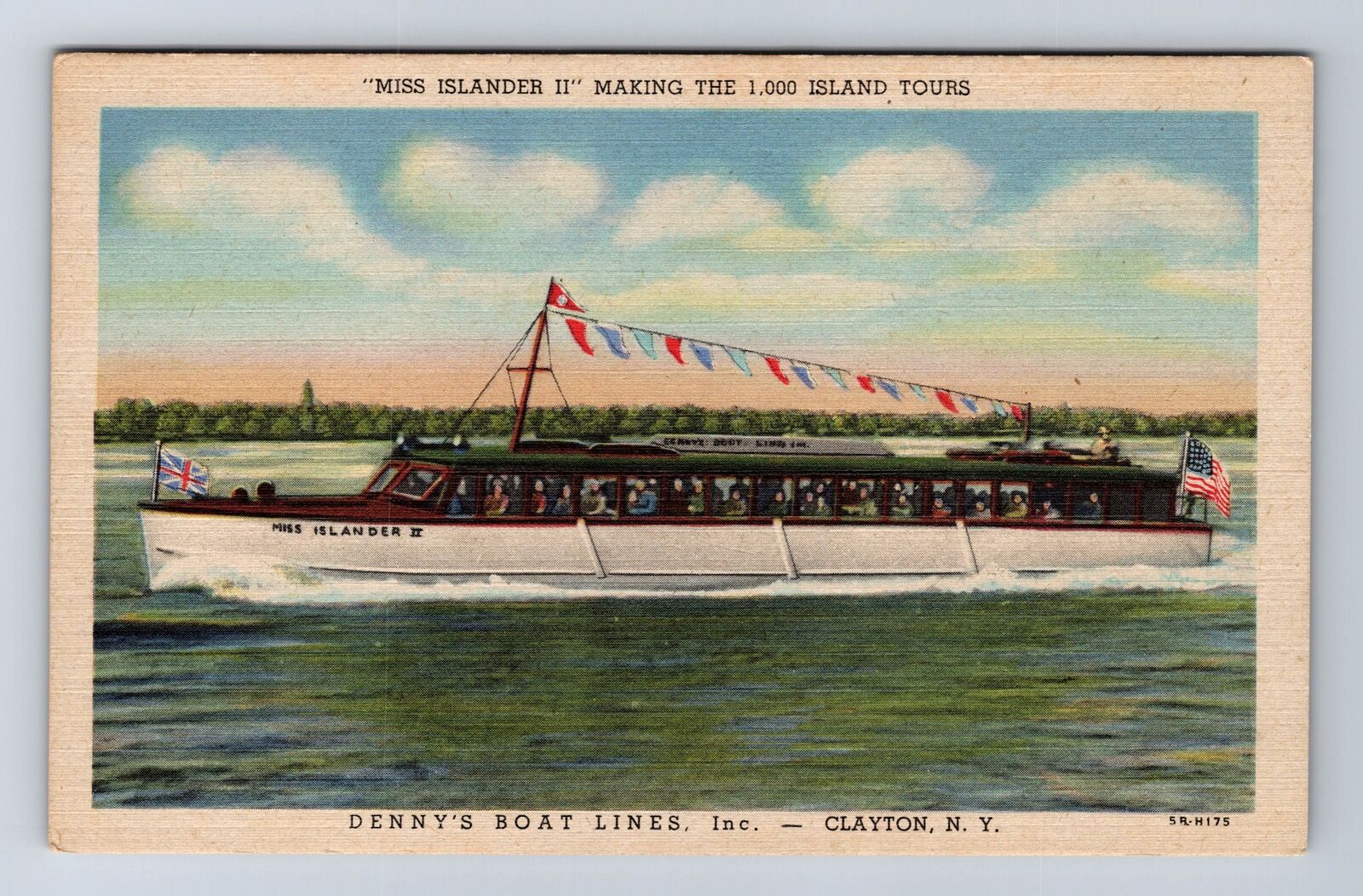 Clayton NY-New York, Miss Islander II, Denny's Boat Lines, Inc, Vintage Postcard