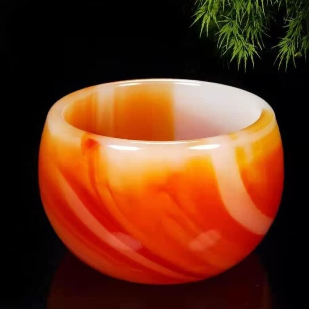 Natural Carnelian Stone Cup Red Agate Crystal Bowl Mineral Specimen Decoration
