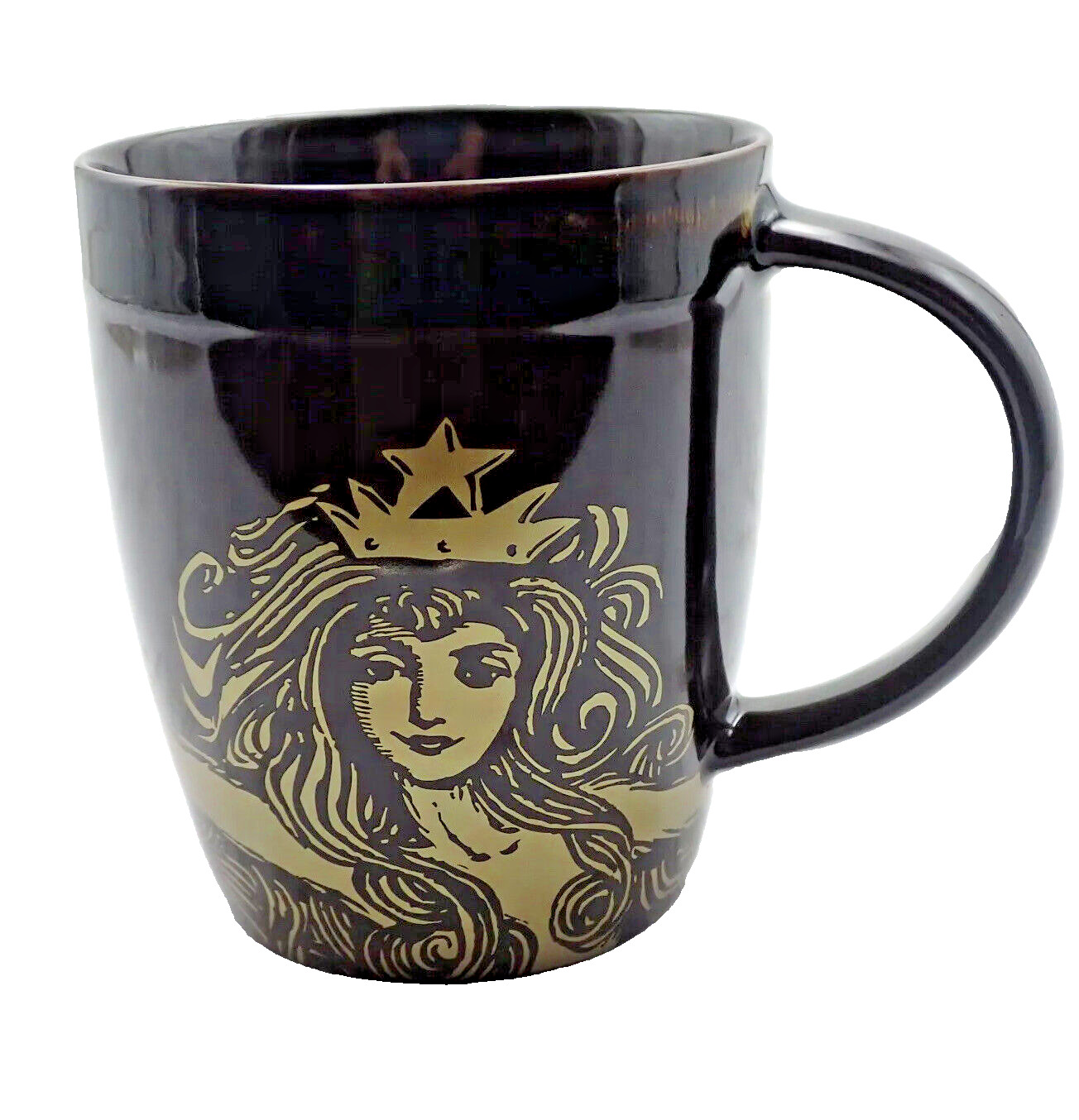 Starbucks 2012  Bone China Siren Mermaid With Crown Brown Gold Coffee Mug Cup