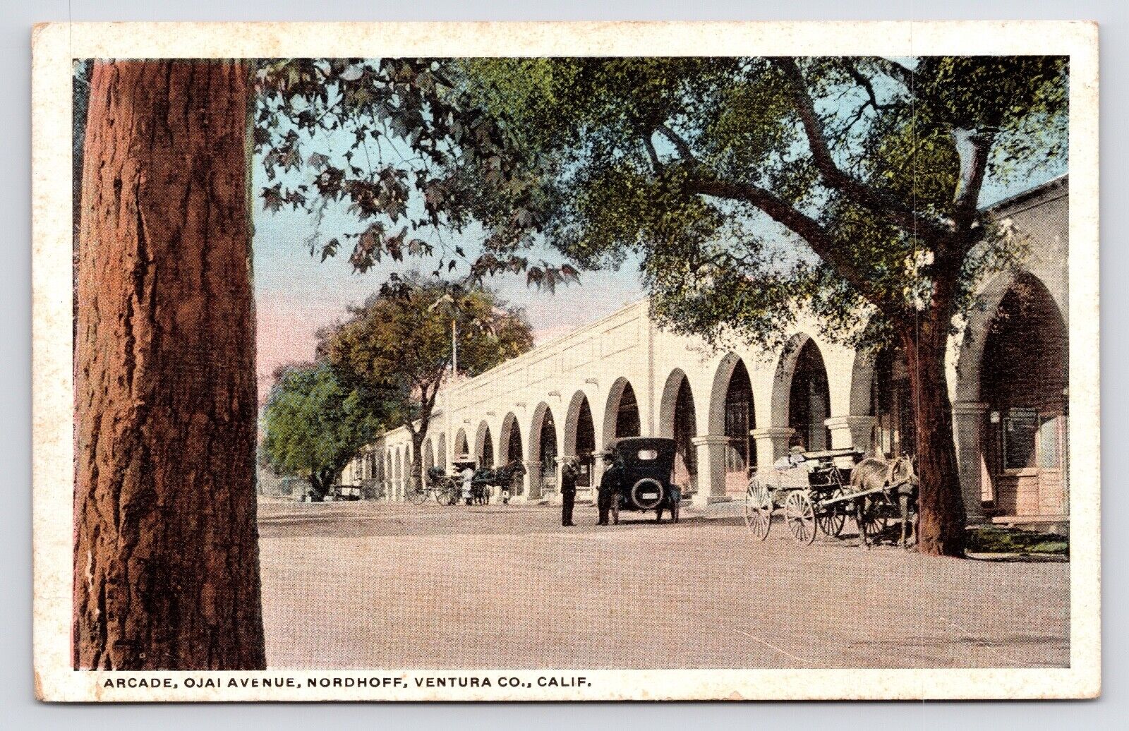 c1920s~Nordhoff California CA~Ojai Avenue~Arcade Building~Antique Postcard