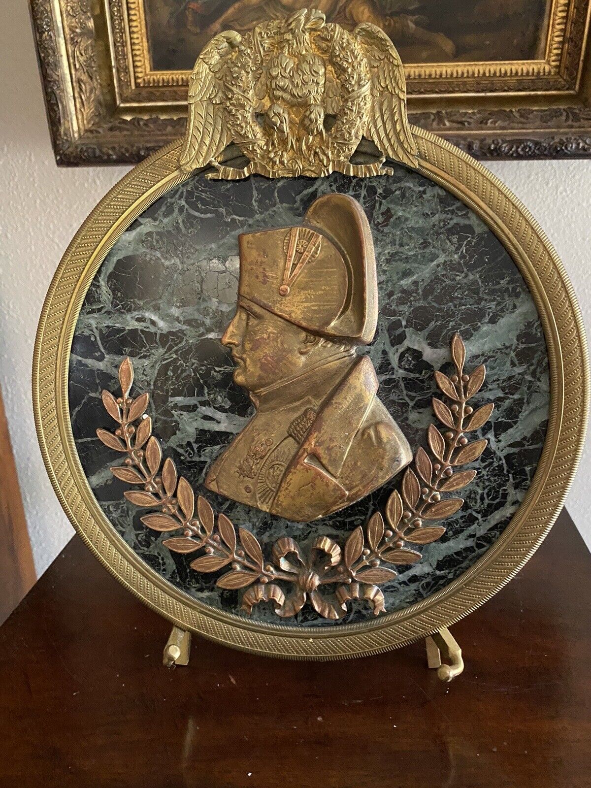 Antique Marble And Bronze Napoleon Signed Plaque By David D Angers