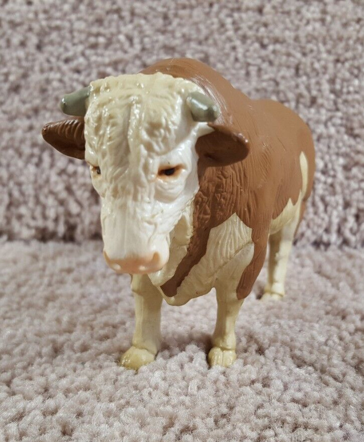 1995 Schleich Retired Hereford Bull Holstein Cow Farm Figure Brown & White