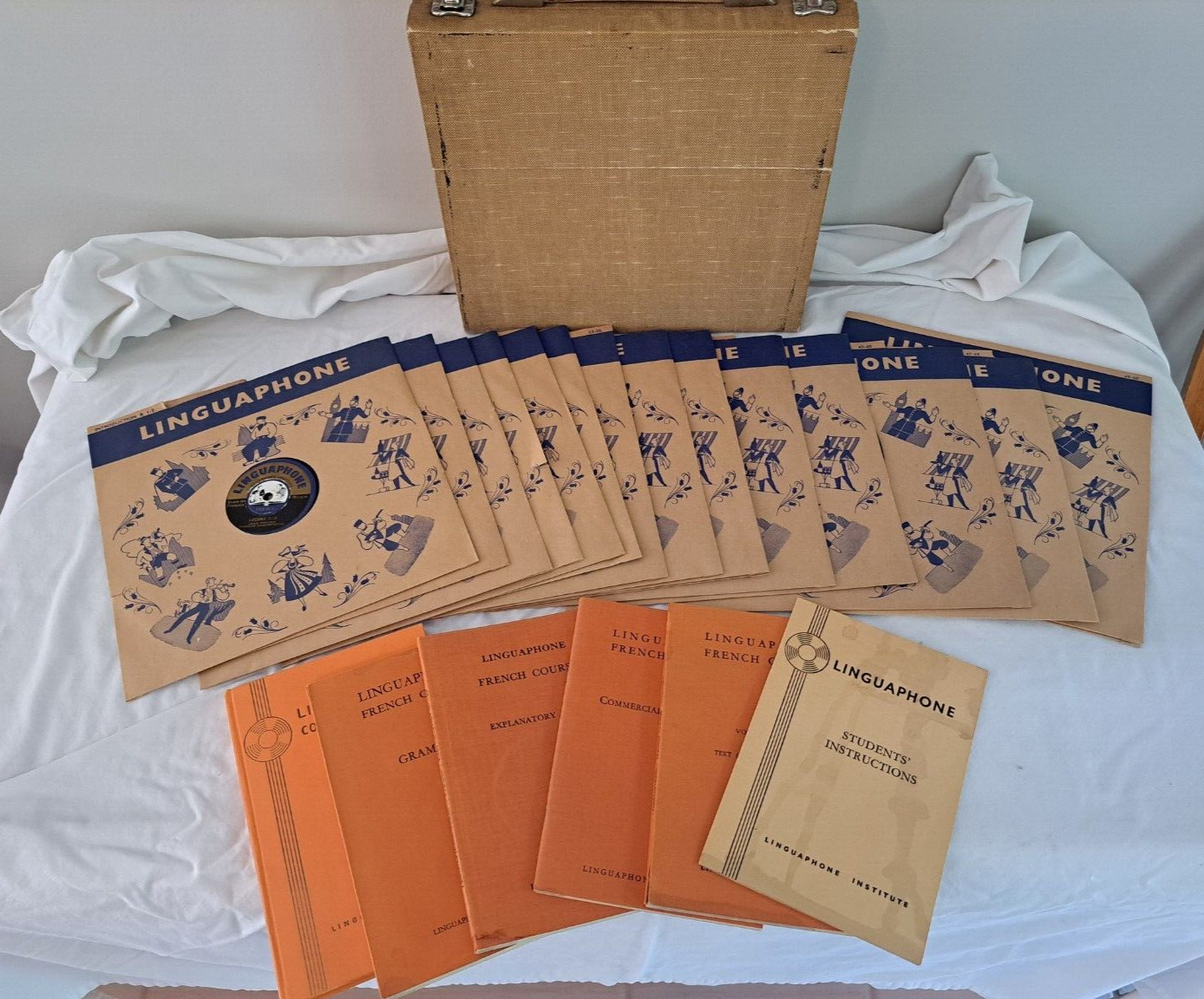Vintage Linguaphone French Course - 78 rpm Records in Original Case