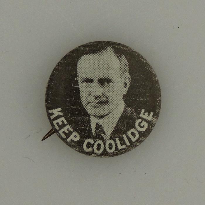 Keep Coolidge 1924 Presidential Election Campaign Tin Litho Pinback Button