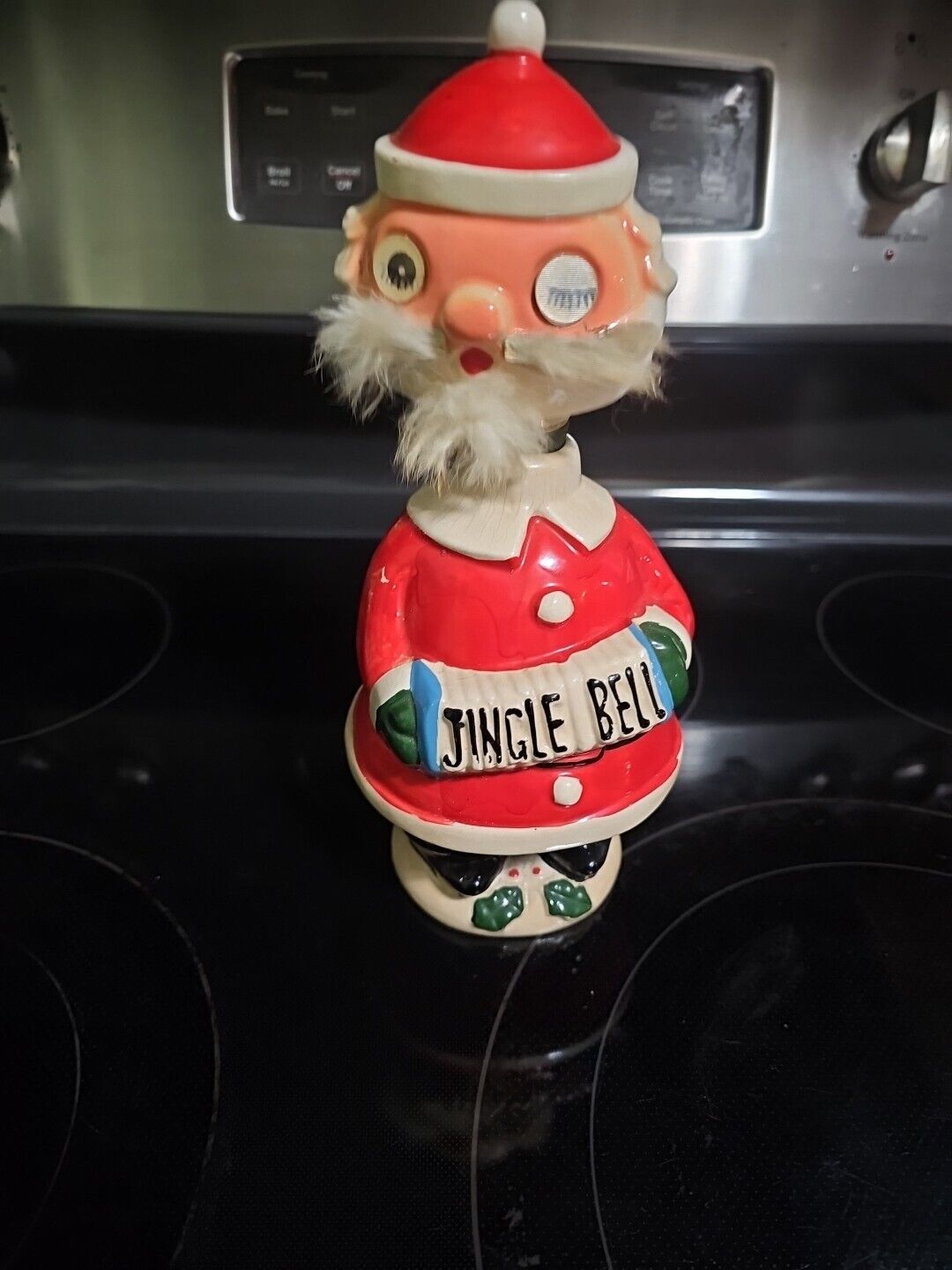 Vintage Christmas Winking Santa Bobble Nodding Head Jingle Bells Figurine