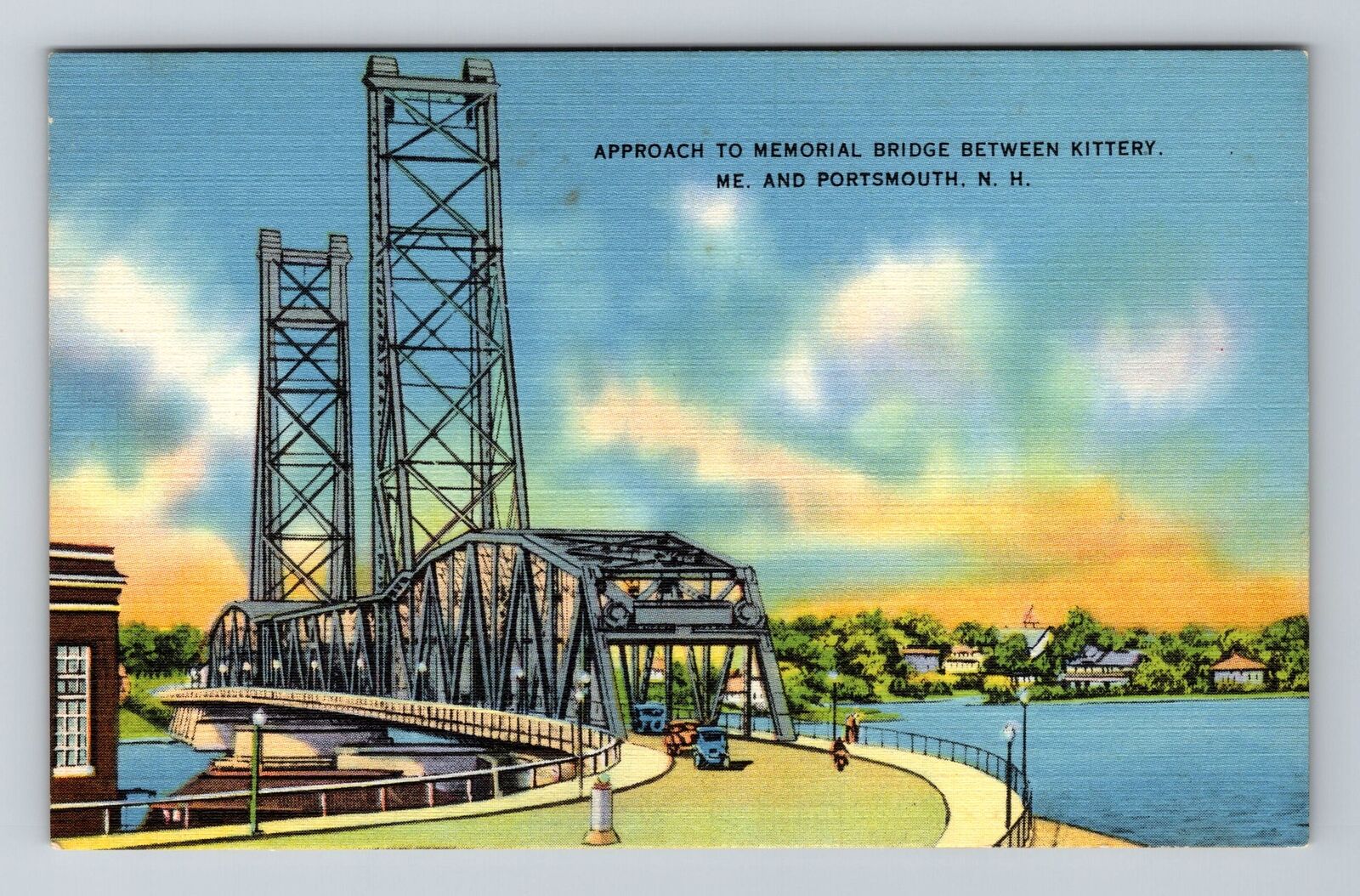 Portsmouth NH-New Hampshire, Memorial Bridge, Vintage Postcard
