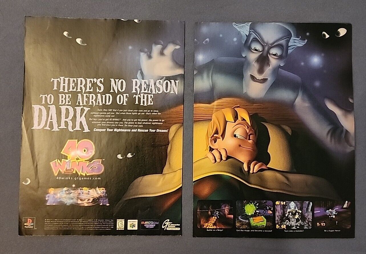 Vintage 40 Winks, PS1/N64, Magazine Ad Advertisement - Ready To Frame