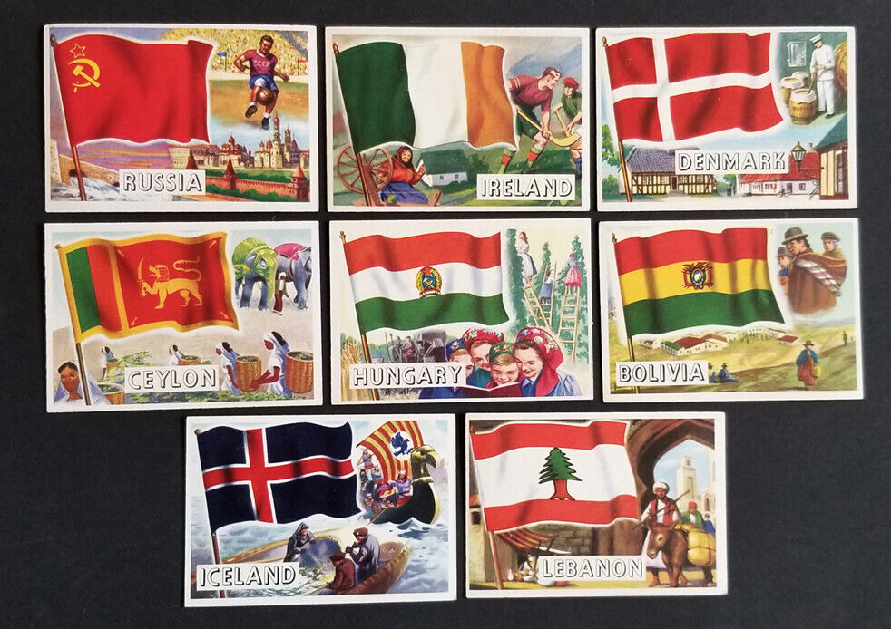1956 TOPPS FLAGS OF THE WORLD 8 EXCELLENT NO CREASES OR MARKS CARD LOT