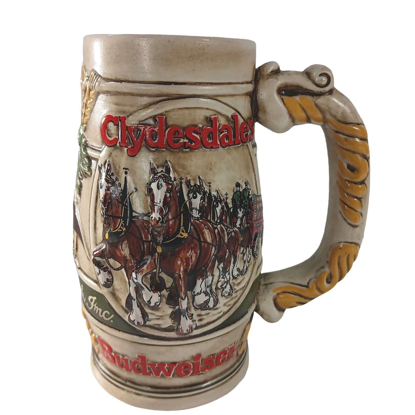 Vintage 1987 Budweiser Holiday Beer Stein Mug Clydesdale Ceramarte \