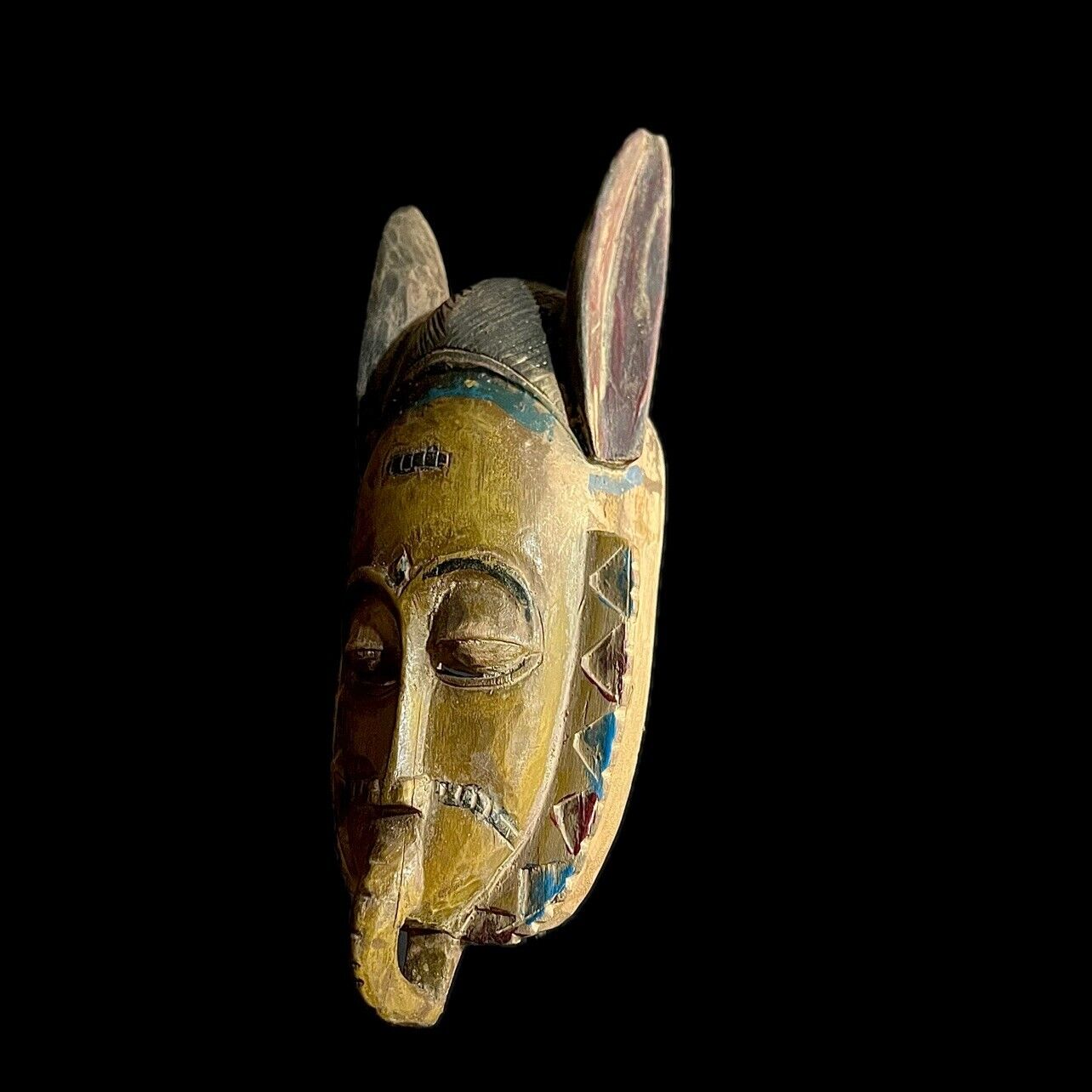 African Mask Baule Antique African Masks Wall Hanging Primitive Wall Décor-9971