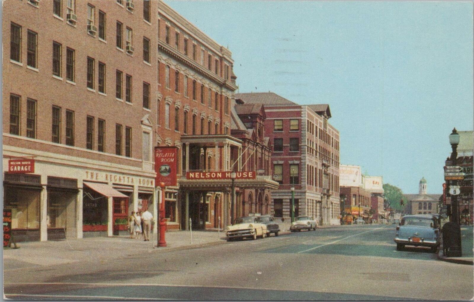 Postcard View of Market Street Nelson House Hotel Poughkeepsie NY 1956
