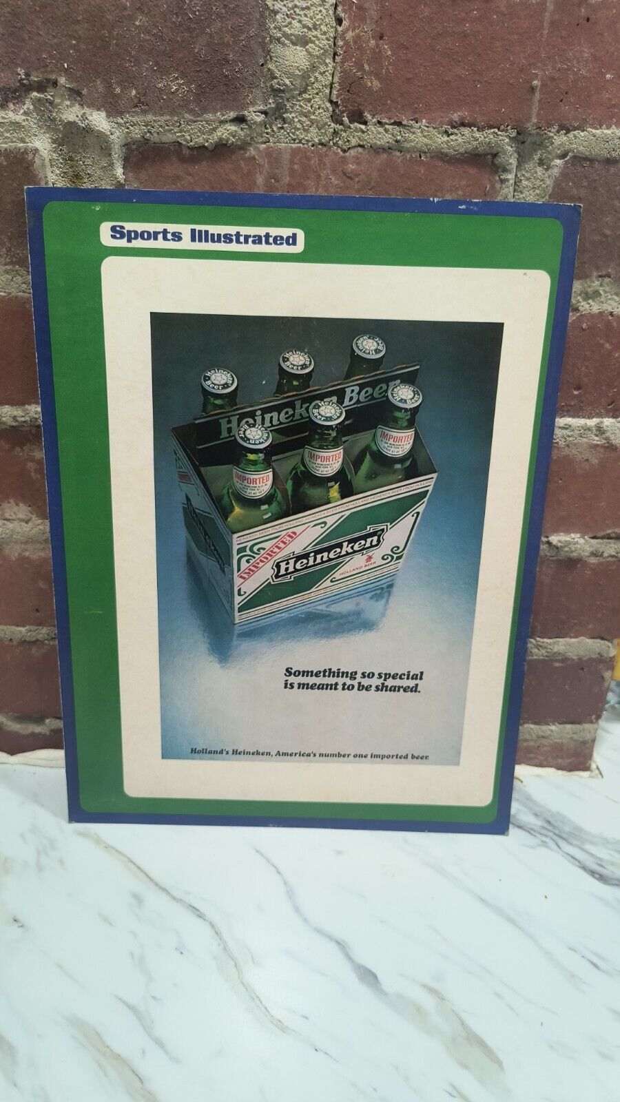 Vintage Heineken Imported Holland Beer Easelback Sign Sports Illustrated Pub 