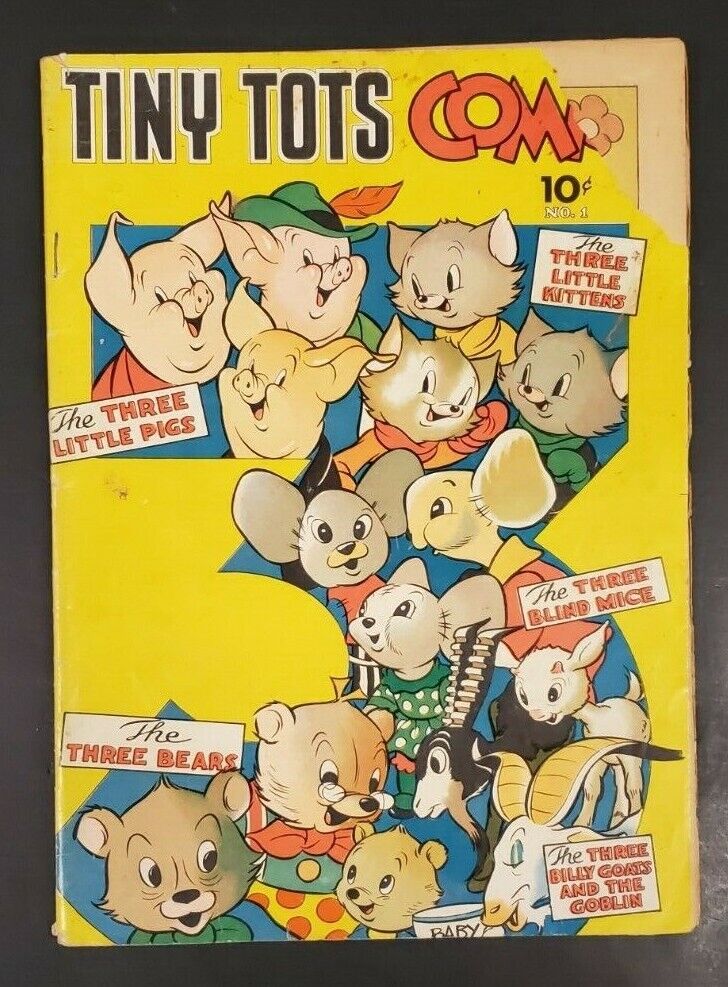 1943 NO.1 DELL COMICS *TINY TOTS COMICS *ART BY WALT KELLY 10 CENTS RARE CS3