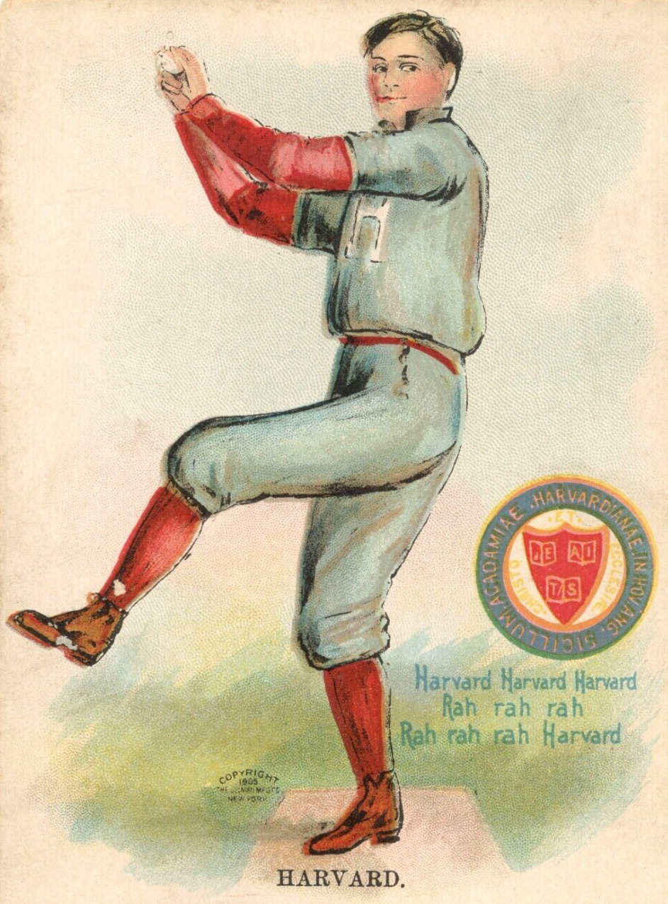 1905 HARVARD UNIVERSITY BASEBALL PITCHER SPORT CHANT CAMBRIDGE MA Postcard P29
