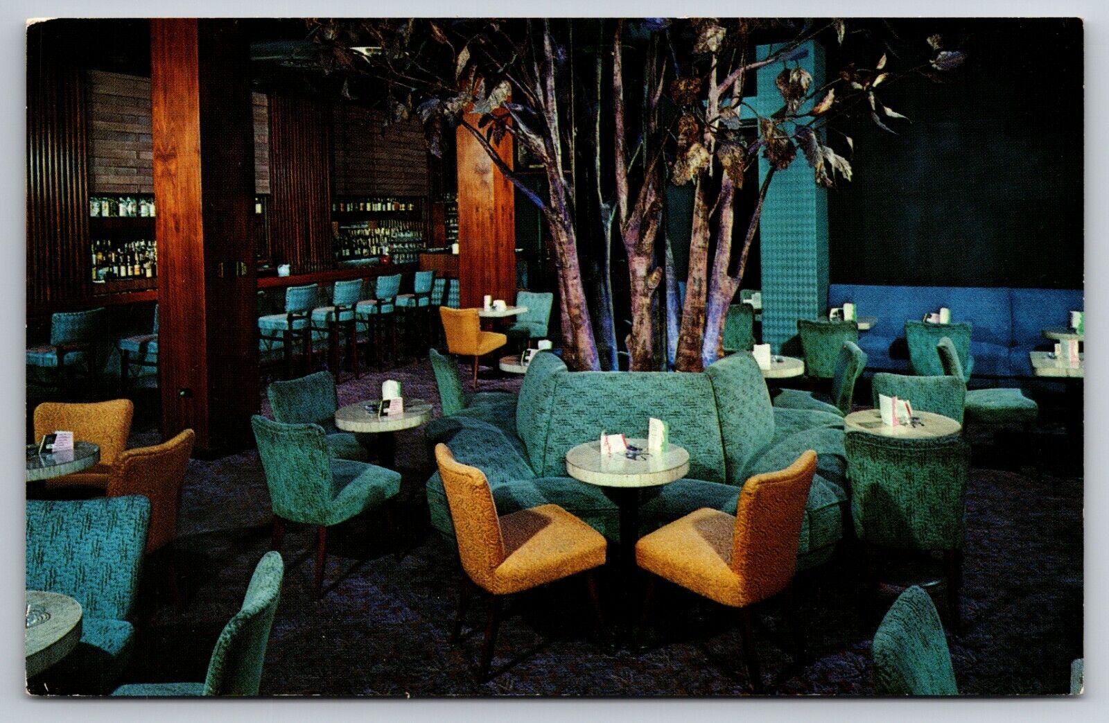 The Purple Tree Lounge Manger Hotel Cleveland Ohio Chrome c1950s Postcard