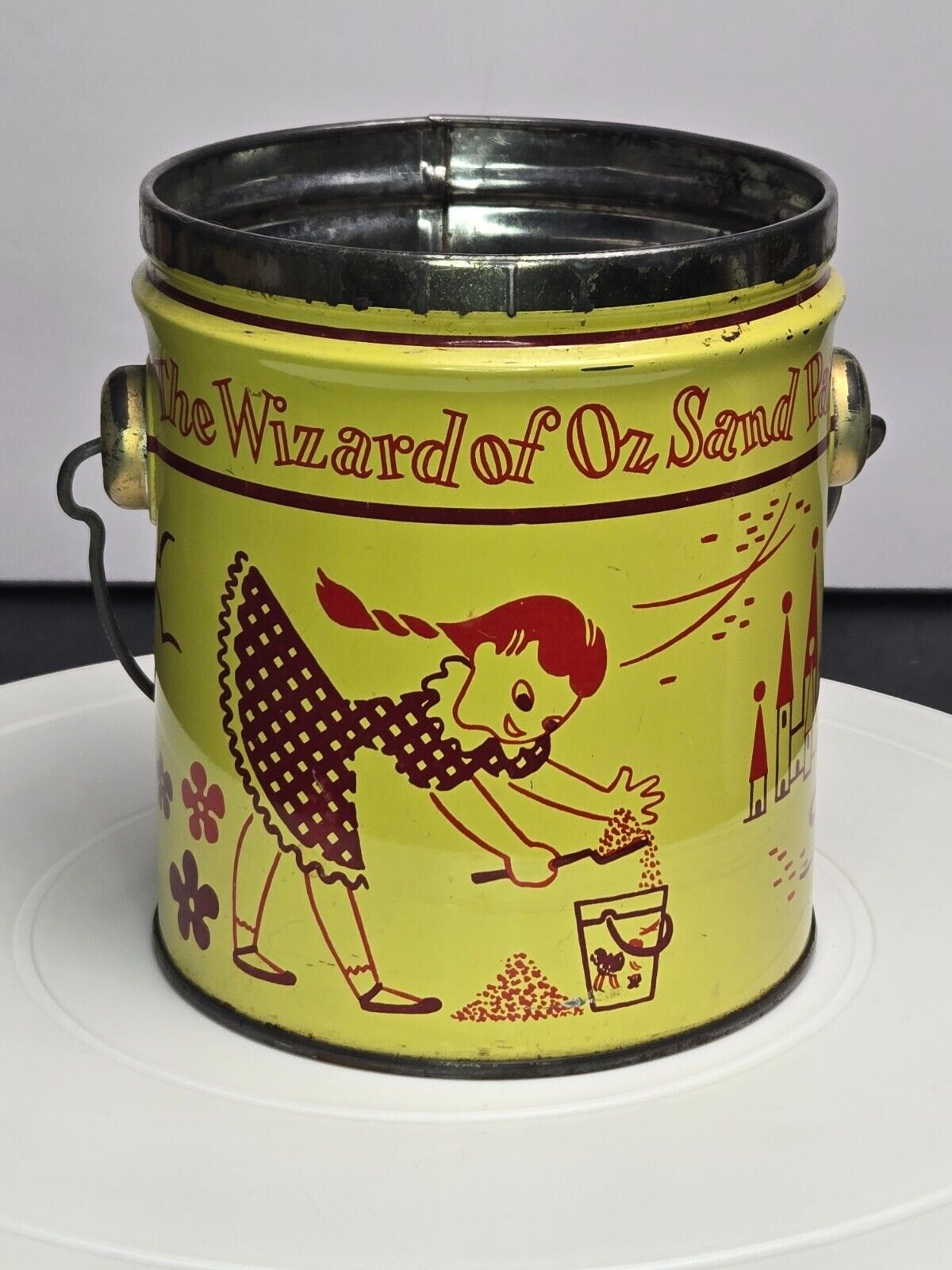Vintage 1950s 6 inch Wizard of Oz Peanut Butter Tin Sand Pail Swift & Co. No Lid