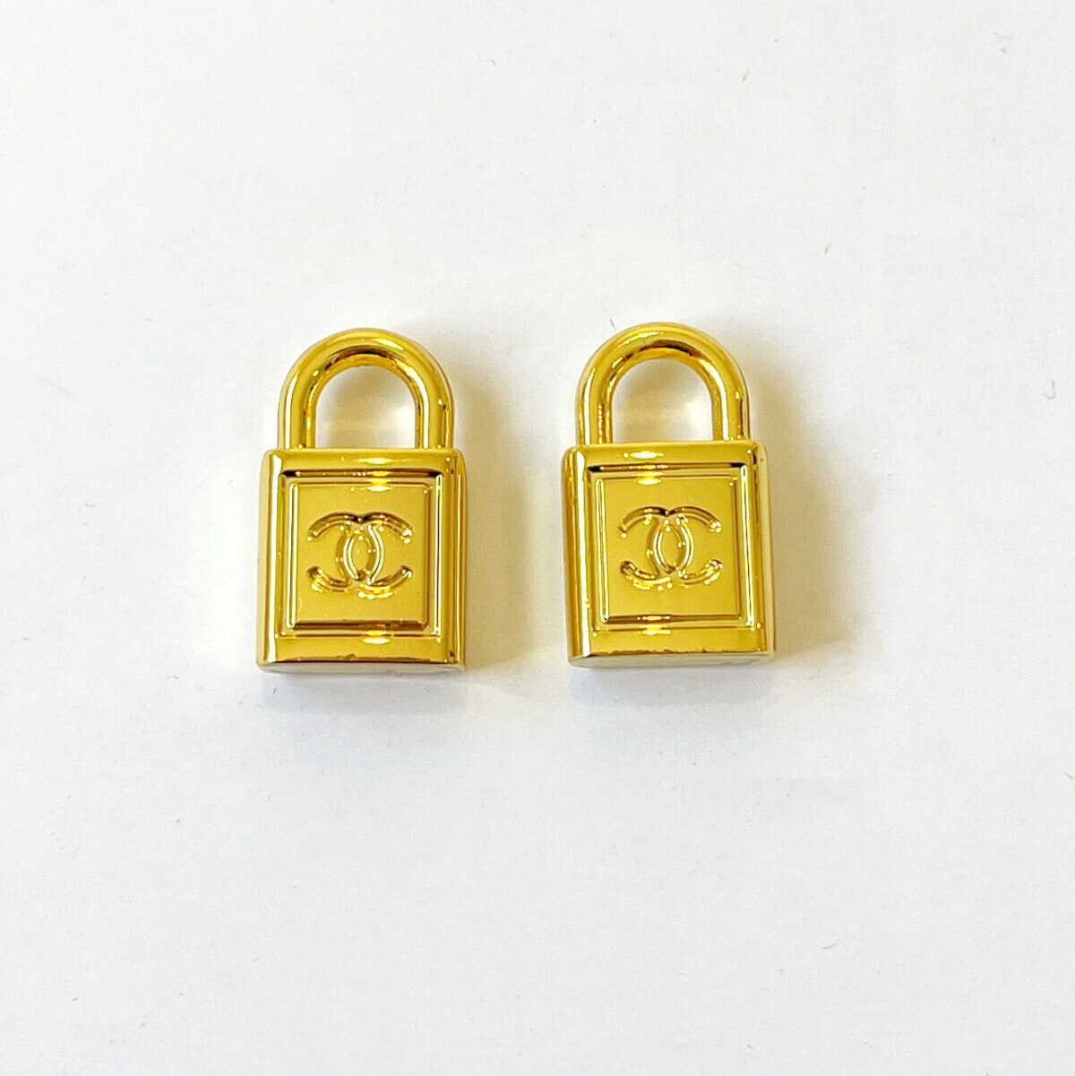 Chanel Metal Gold Lock Designer Buttons Zipperpull (Bundle set of 2)