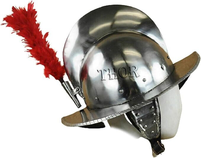 Medieval conquistador Helmet with red Plumb, Spanish Fantasy Helmet,