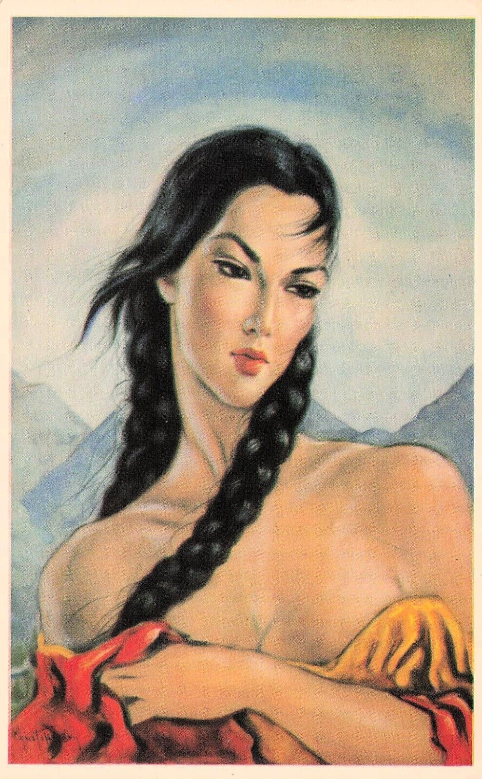 Banff National Park Souvenir Ethnic Beauty Princess Girl Vtg Postcard D59