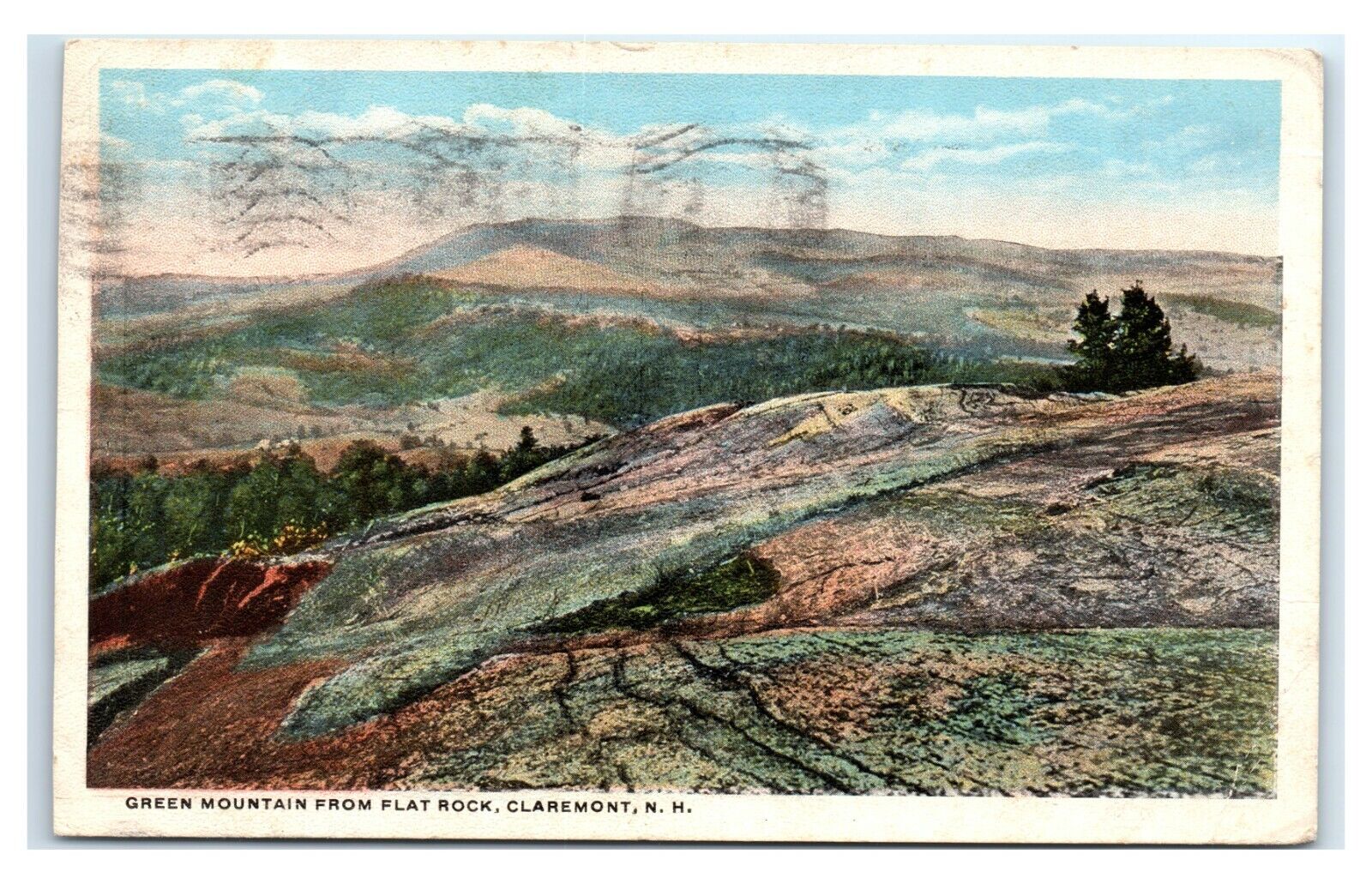 Postcard Green Mountain from Flat Rock, Claremont NH C67