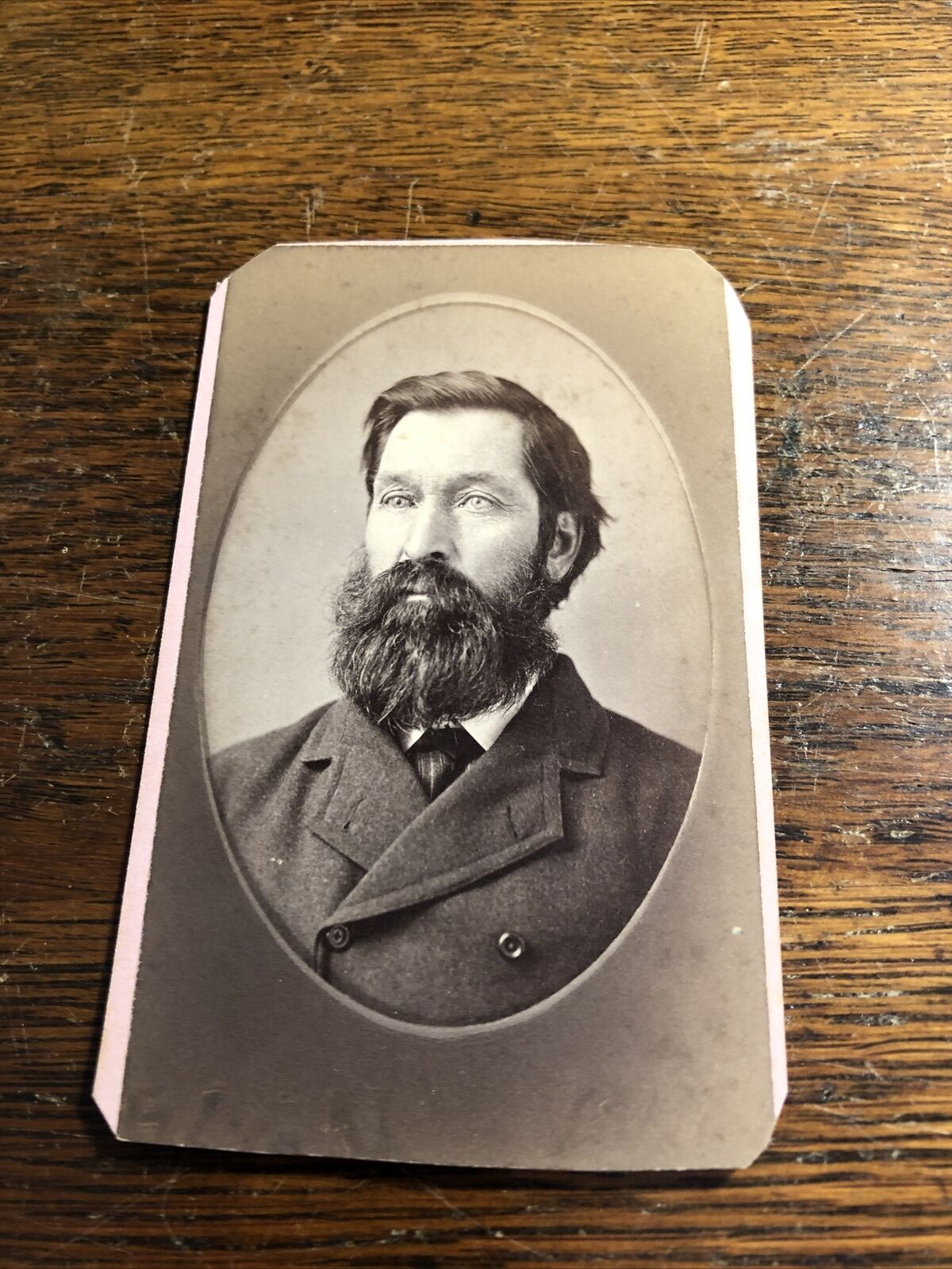 Vintage Antique Victorian Man w/ Beard  CDV Photo Photograph North Anson  Maine