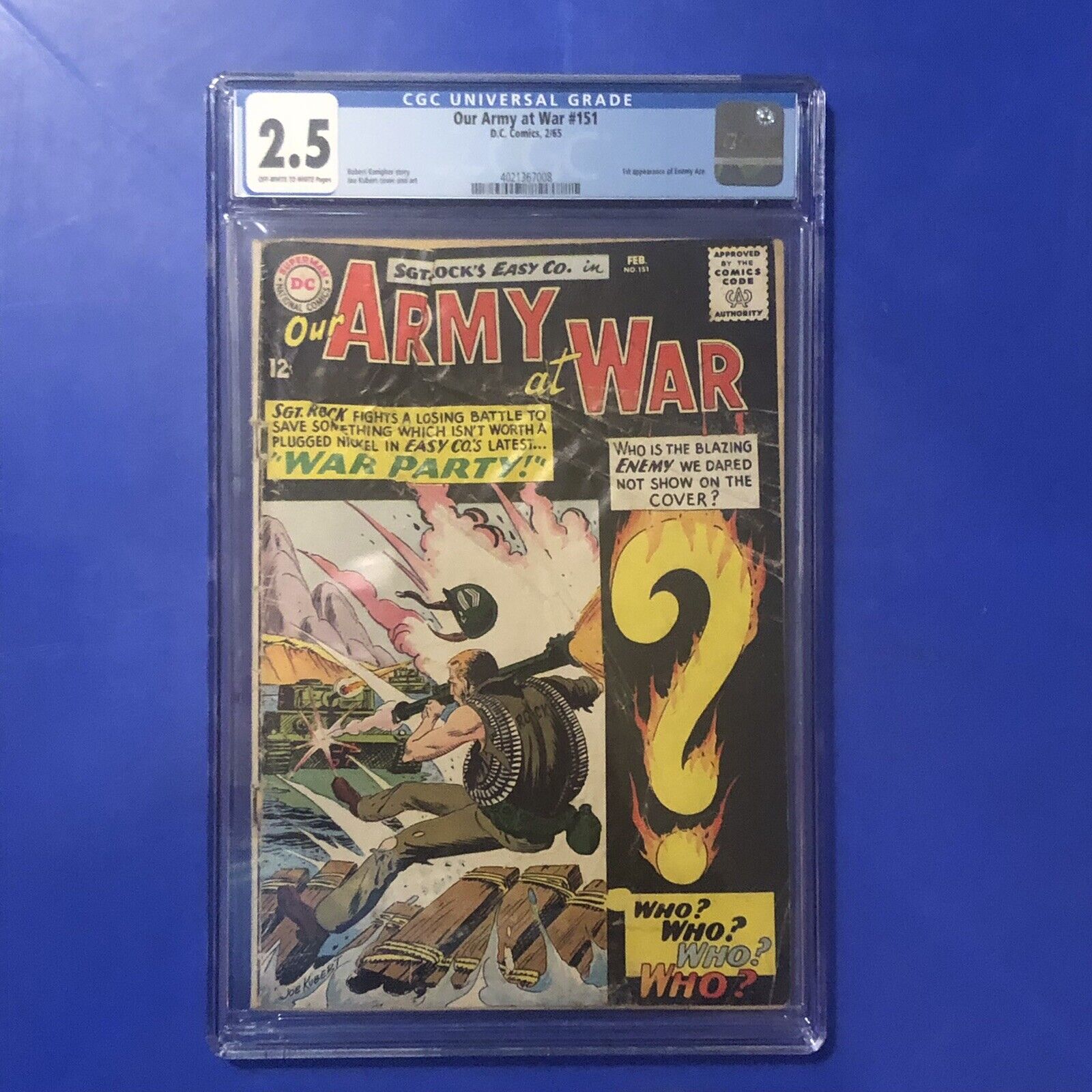 Our Army at War #151 CGC 2.5 1st Appearance of Enemy Ace Sgt Rock DC Comic 1965
