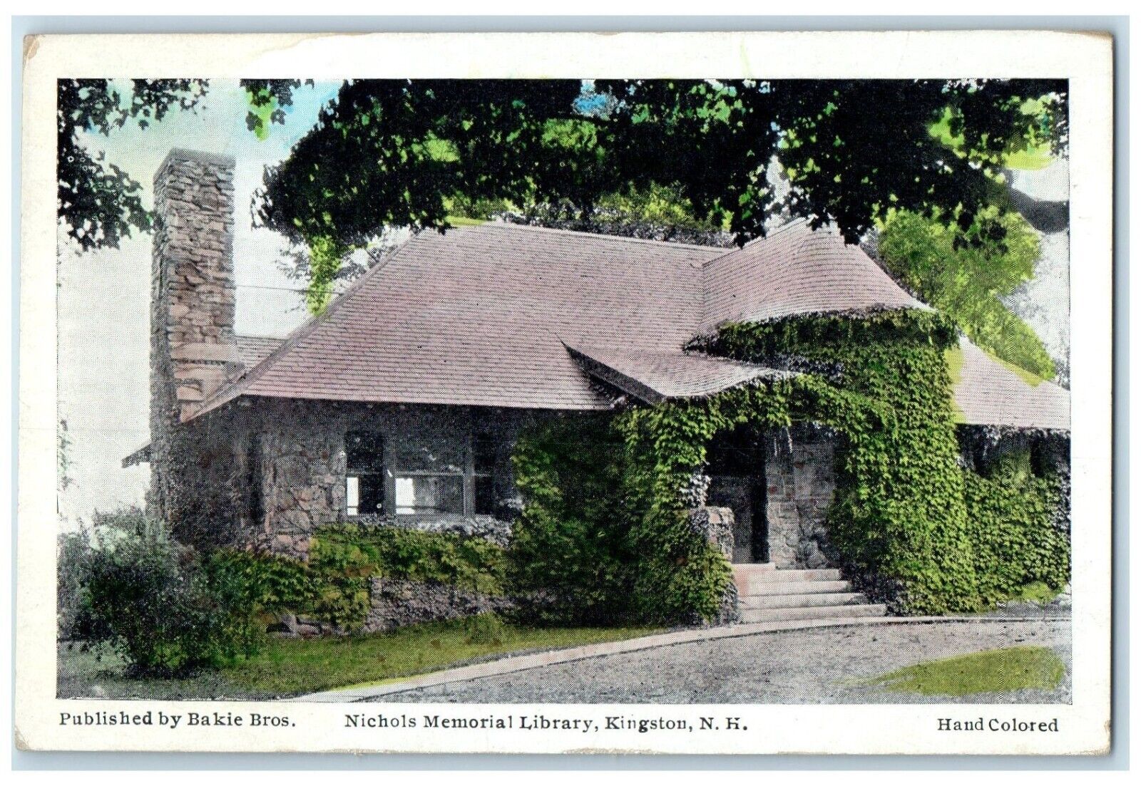 c1920 Nichols Memorial Library Exterior Kingston New Hampshire Vintage Postcard