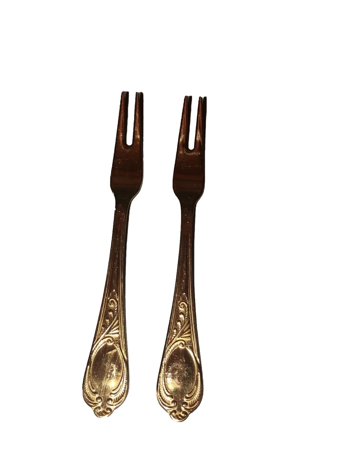 2 Olive Forks 24 Kt Gold Plated Germany flatware ￼ SBS