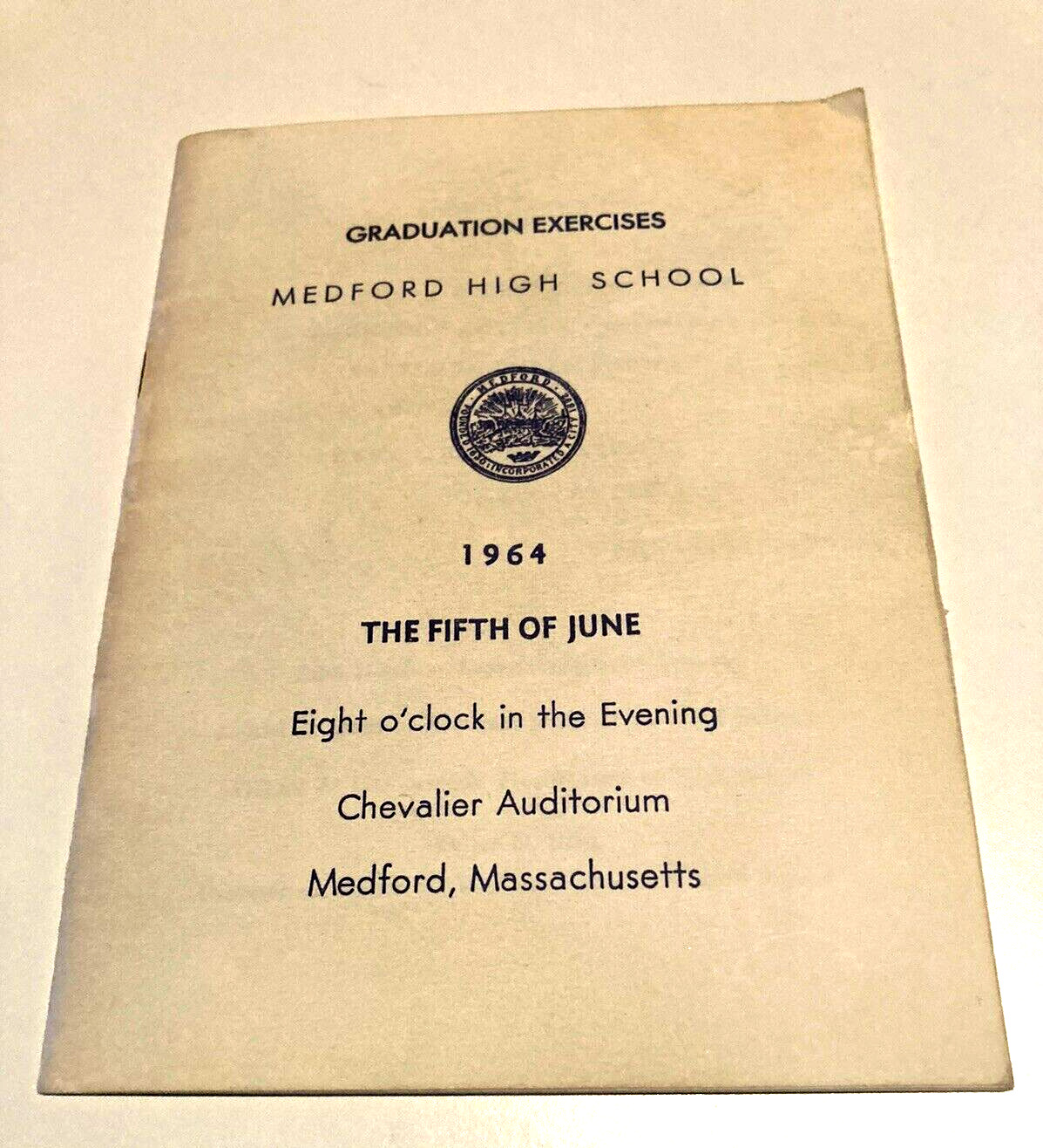 MEDFORD MA MEDFORD HIGH SCHOOL CLASS OF 1964 GRADUATION EXCERCISE PROGRAM