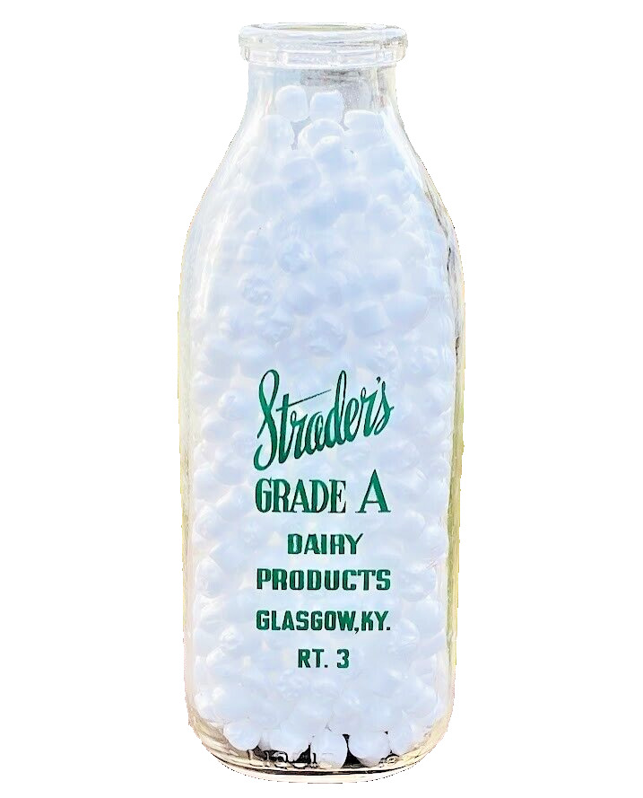 STRADER\'S DAIRY Farm Milk Bottle 1951 GLASGOW KY HISEVILLE Kentucky BARREN Co.
