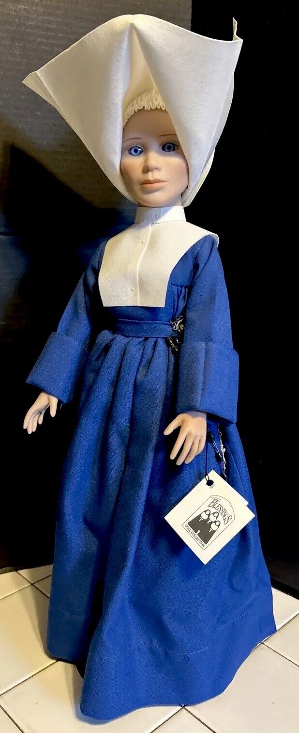 Blessings Nun Doll 19” Daughter Of Charity St. Vincent De Paul Blue Habit Stand