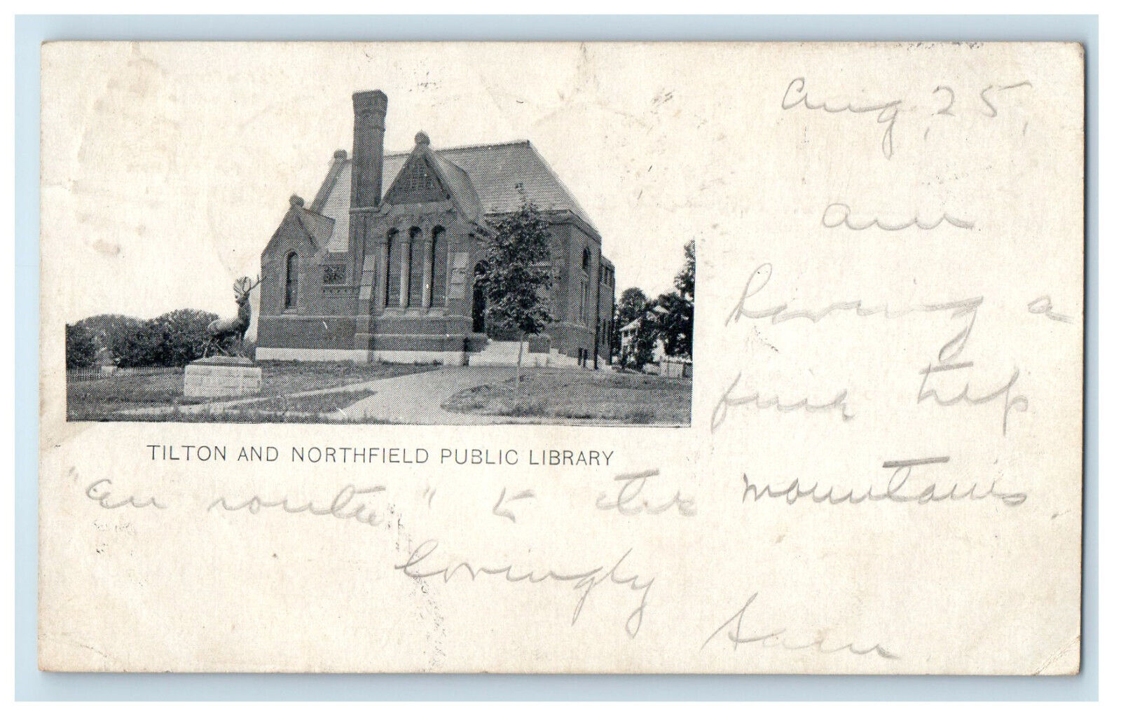 c1900\'s Tilton and Northfield Public Library NH RPO PMC Posted Postcard