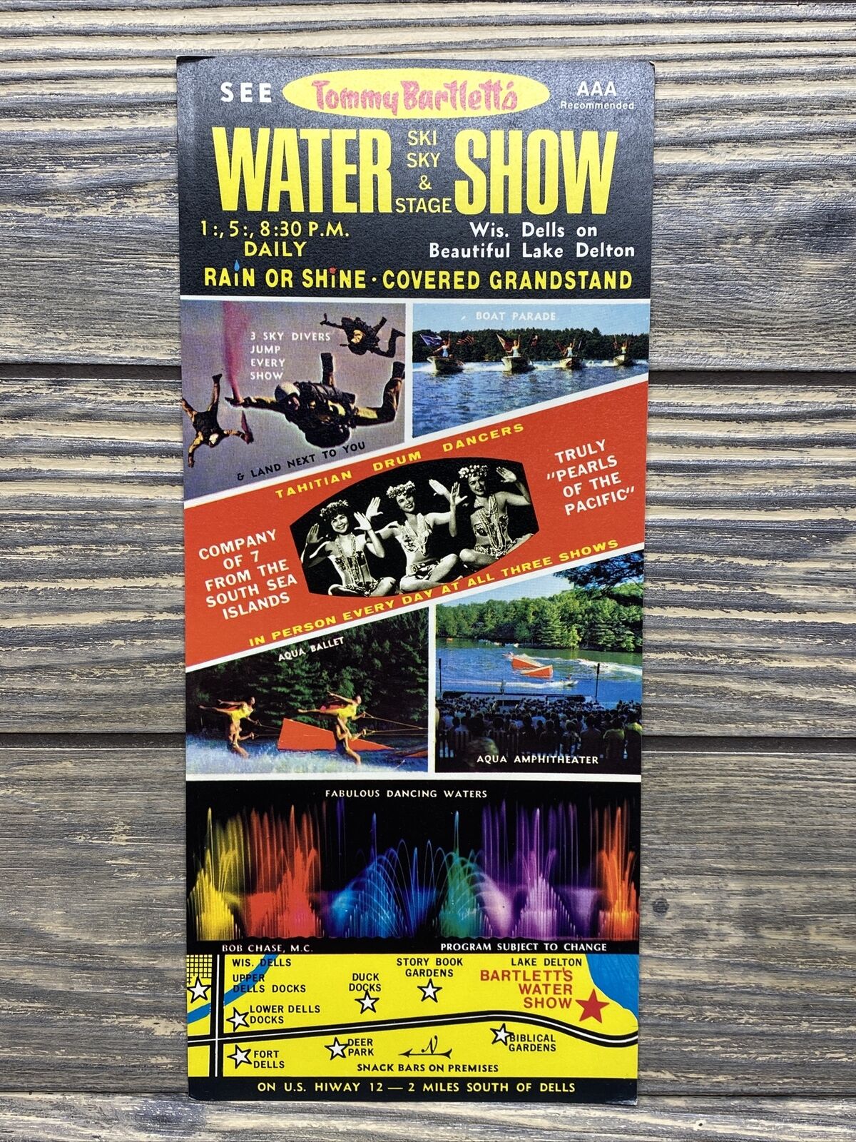 Vintage Brochure Tommy Bartletts Water Sky Ski Stage Show Lake Delton Wisconsin
