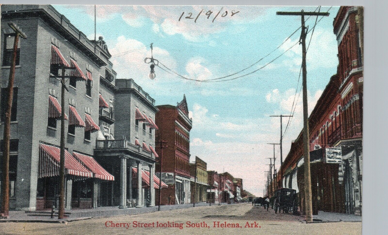 CHERRY STREET LOOKING SOUTH helena ar original antique postcard arkansas delta