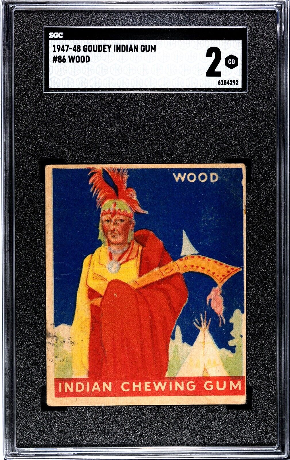 1947 Goudey Indian Gum #86 Wood SGC 2