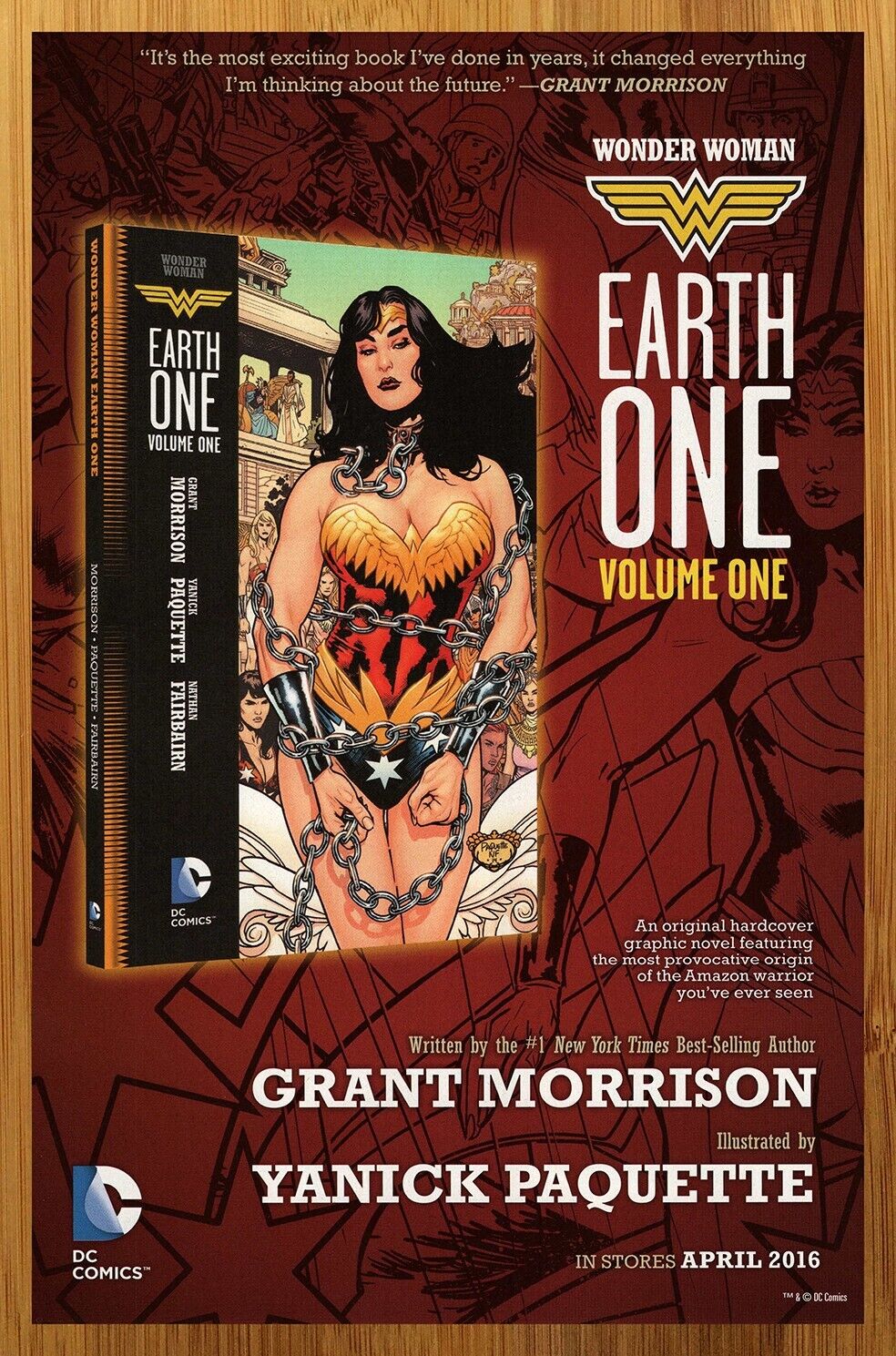2016 Wonder Woman Earth One Print Ad/Poster Grant Morrison Yanick Paquette Art