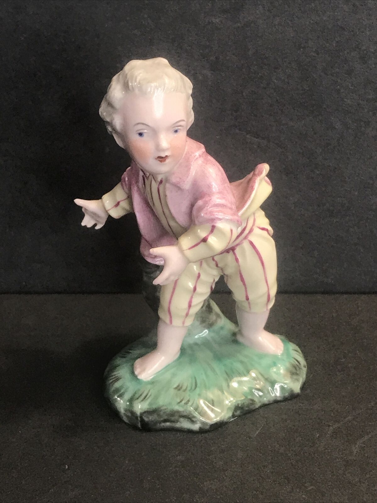 Antique Porcelain Statue/Child at play/ Boy/Dressel/Kister/Germany C1910/Figure